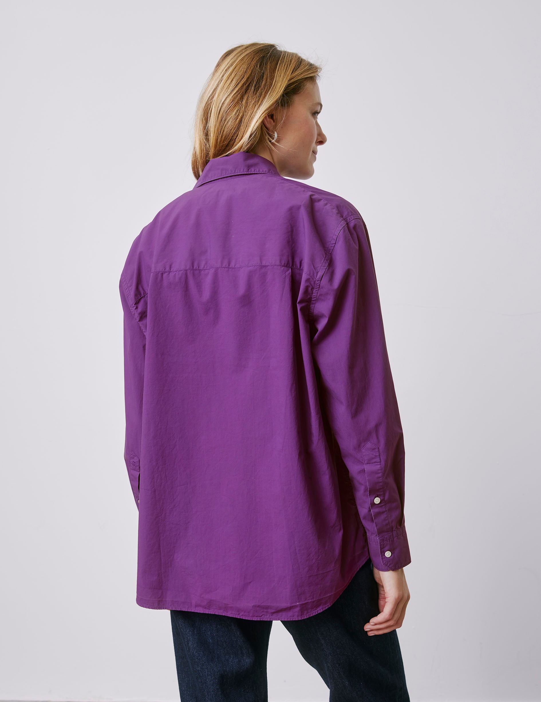 Delina violet oversized shirt - Poplin - Shirt Collar