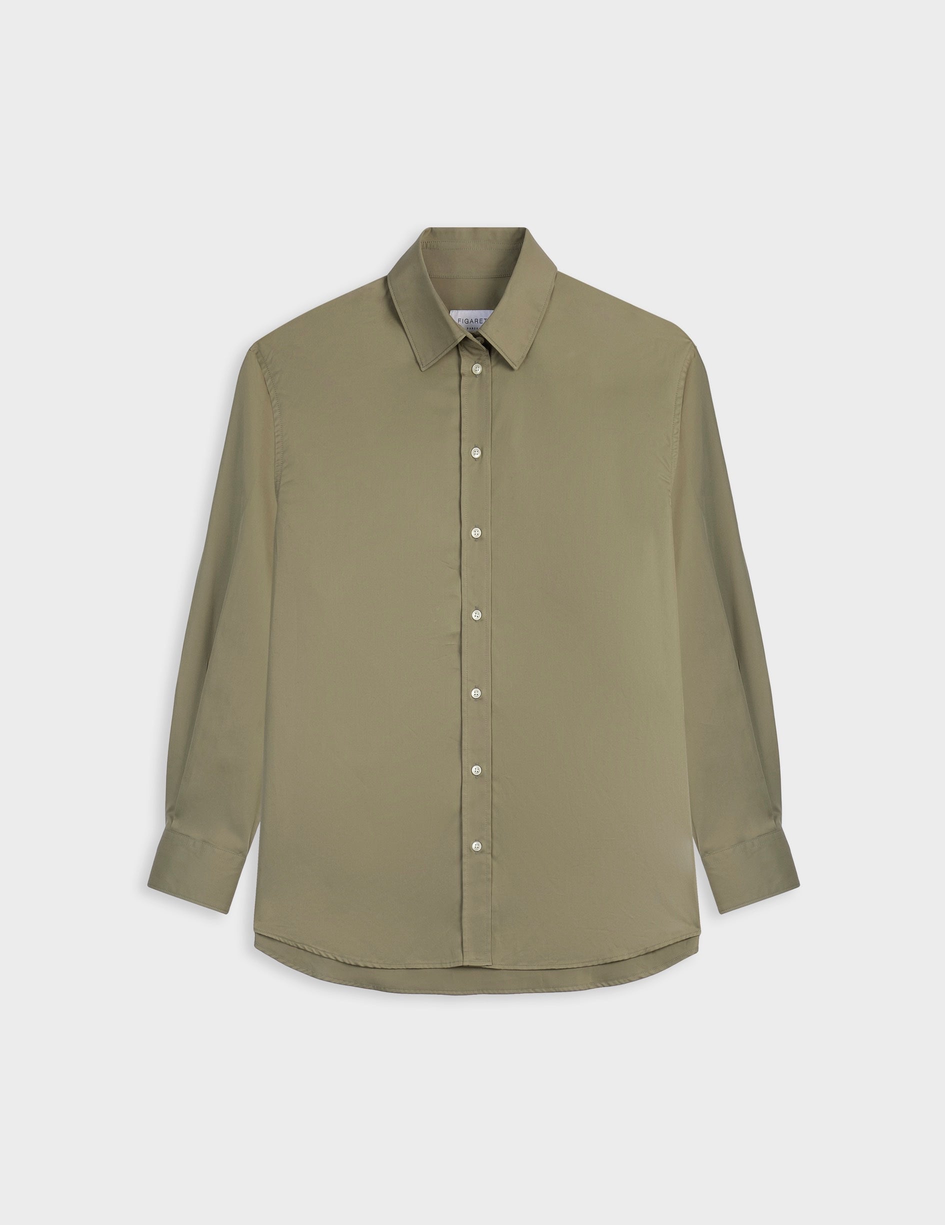 Delina khaki oversized shirt - Twill - Shirt Collar