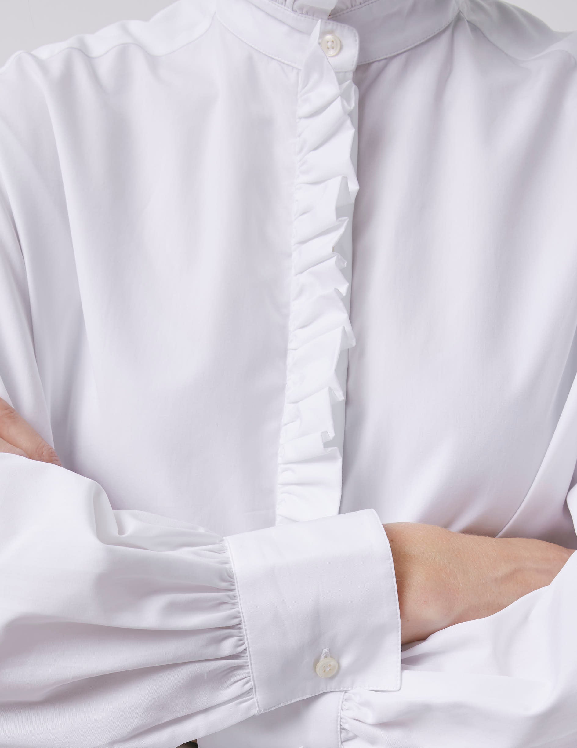 Chemise Greta blanche - Popeline - Col Victorien