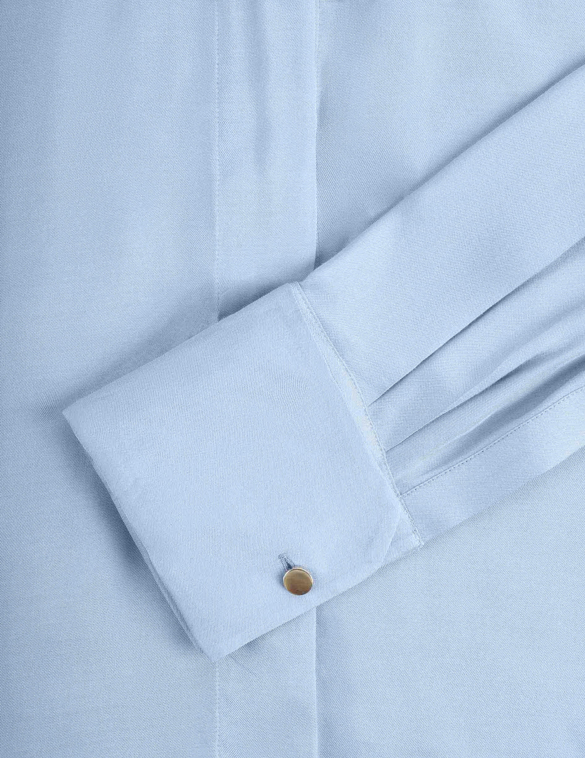 Chemise Irisa gorge cachée bleue - Twill - Col Long - Poignets Mousquetaires