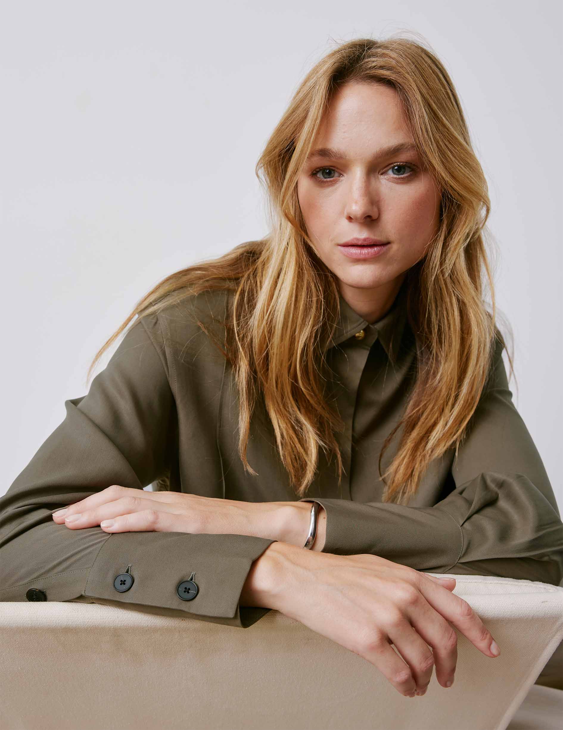 Chemise Manon gorge cachée kaki - Lyocell - Col Chemise
