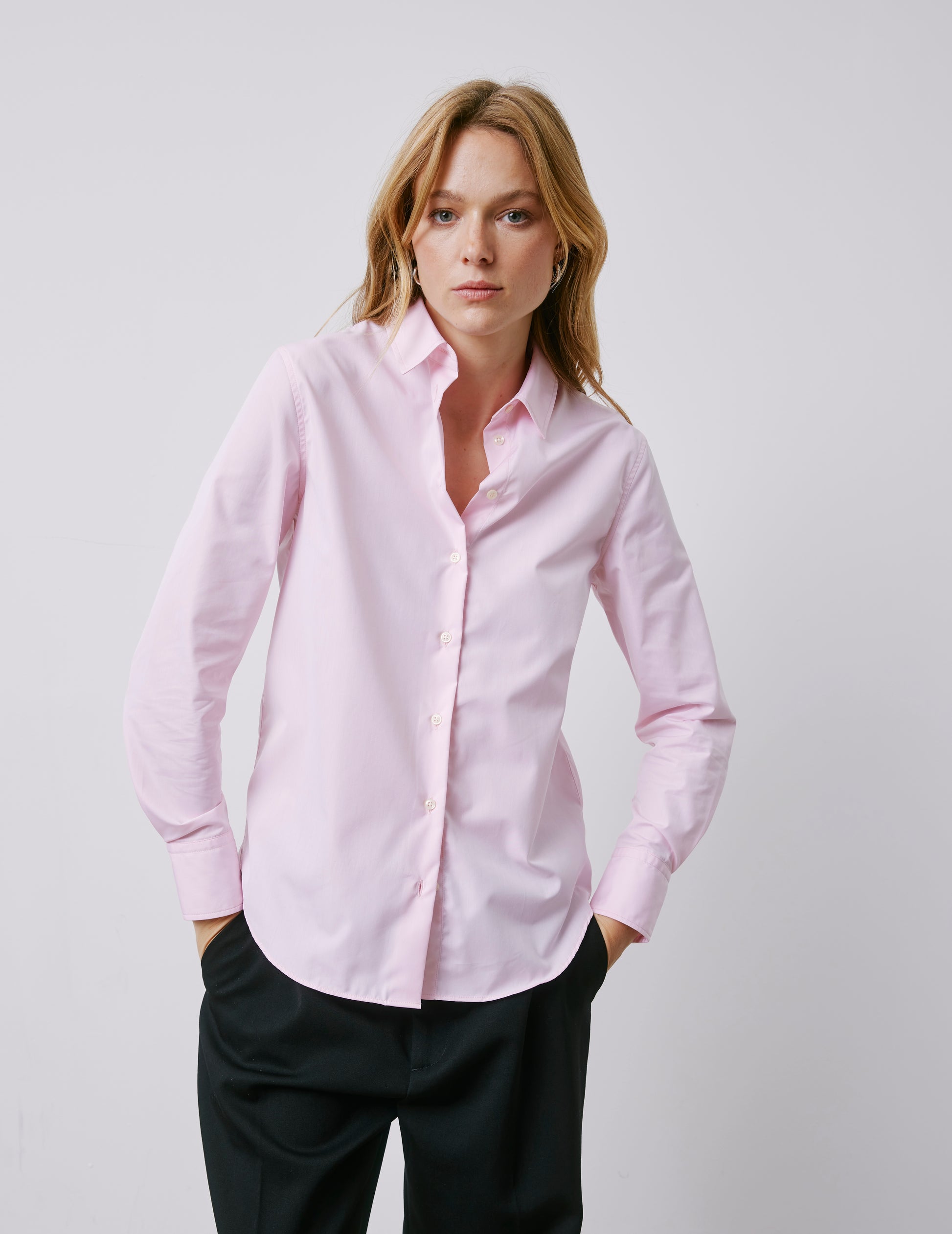 Chemise Marion Voyage rose - Popeline - Col Chemise - Repassage facile