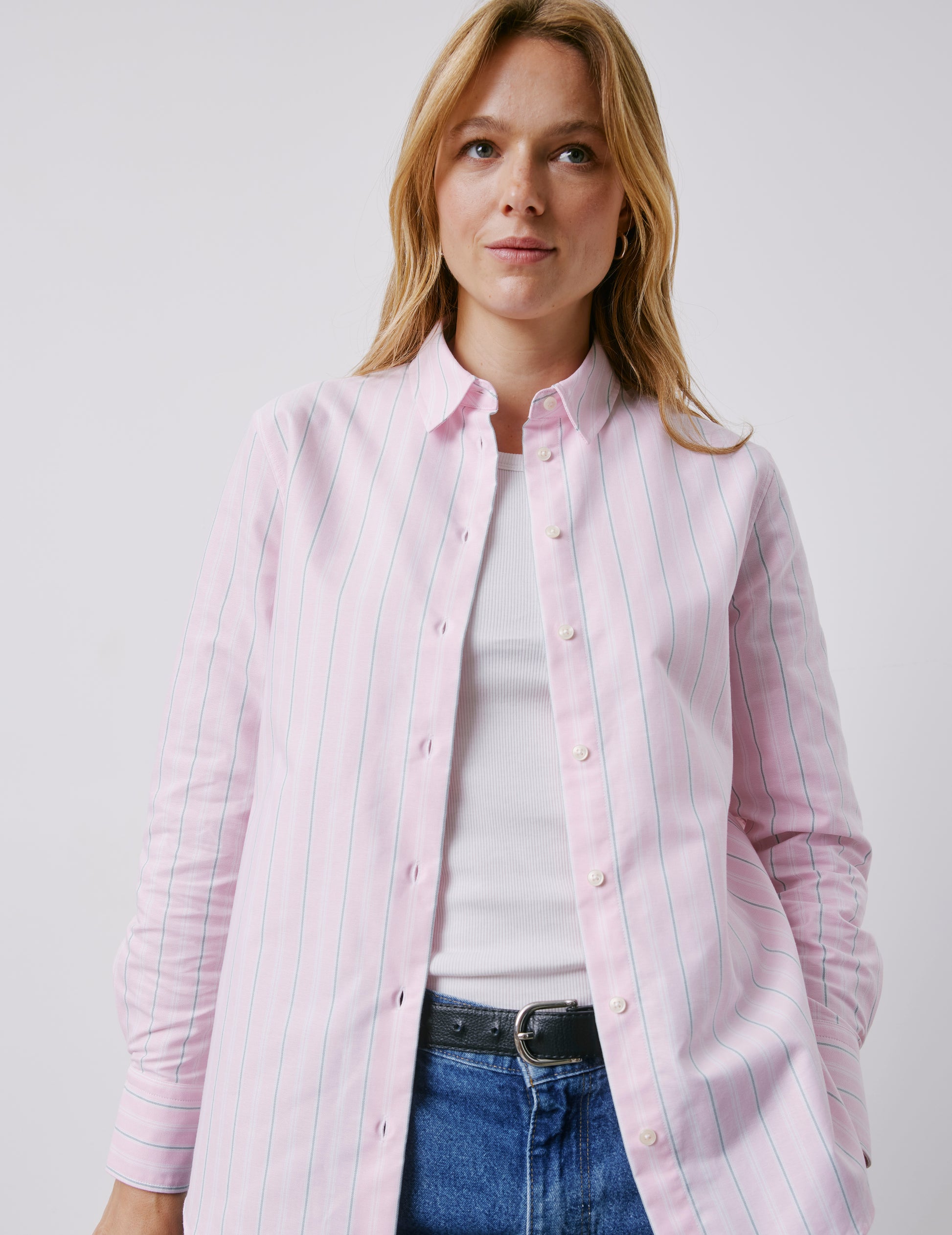 Chemise Marion rayée rose - Oxford - Col Chemise