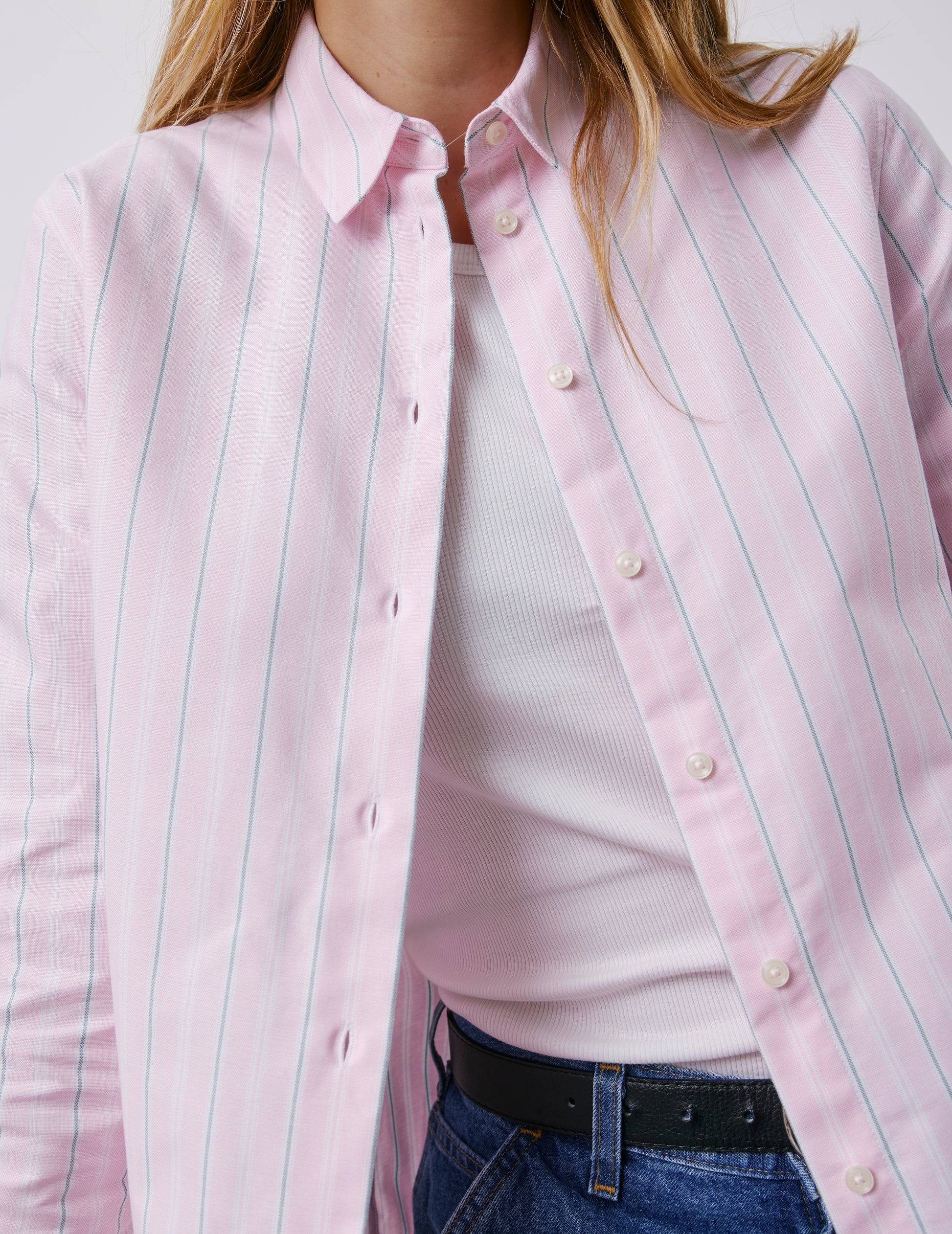 Chemise Marion rayée rose - Oxford - Col Chemise