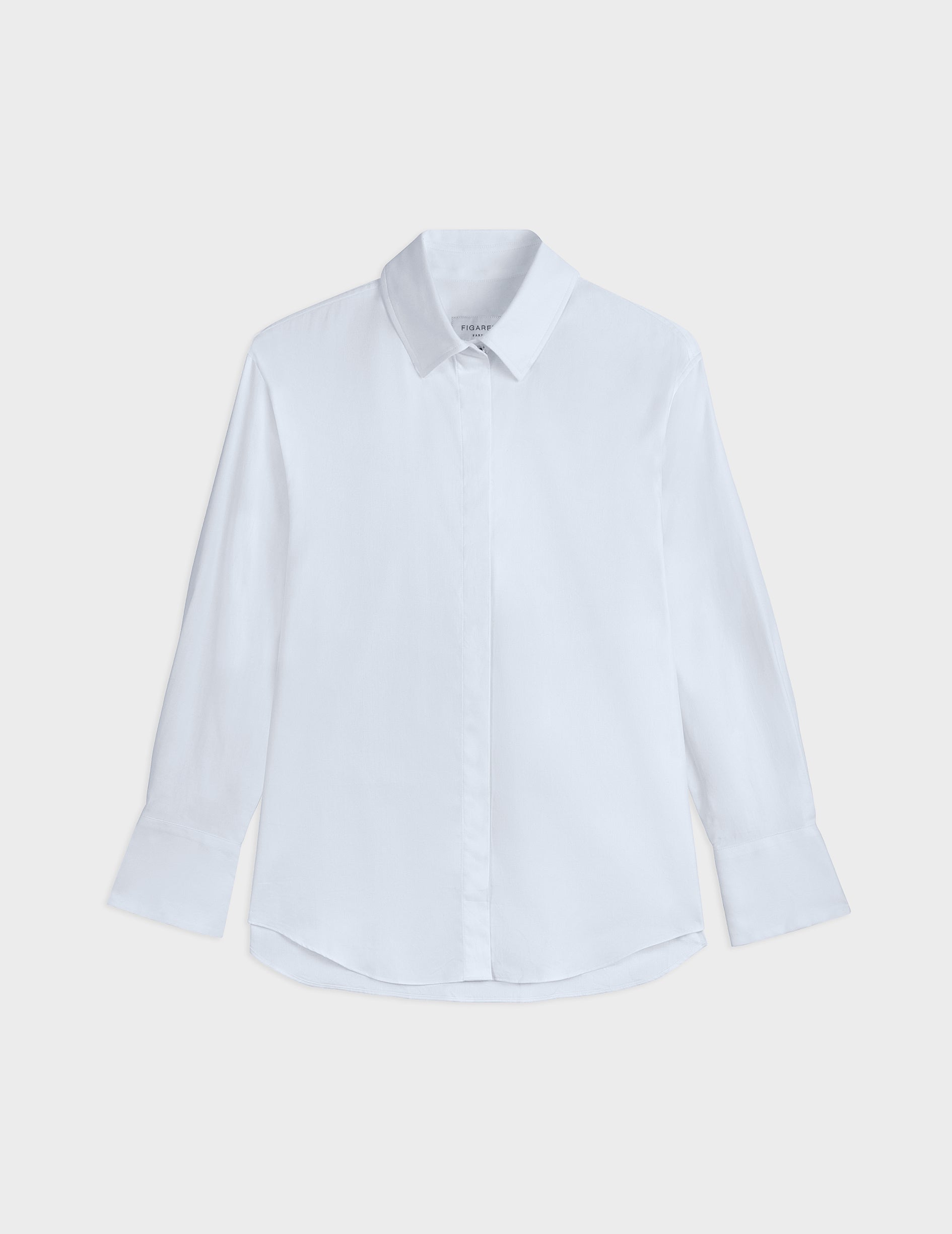 Chemise Mathéa gorge cachée blanche - Chevron - Col Chemise