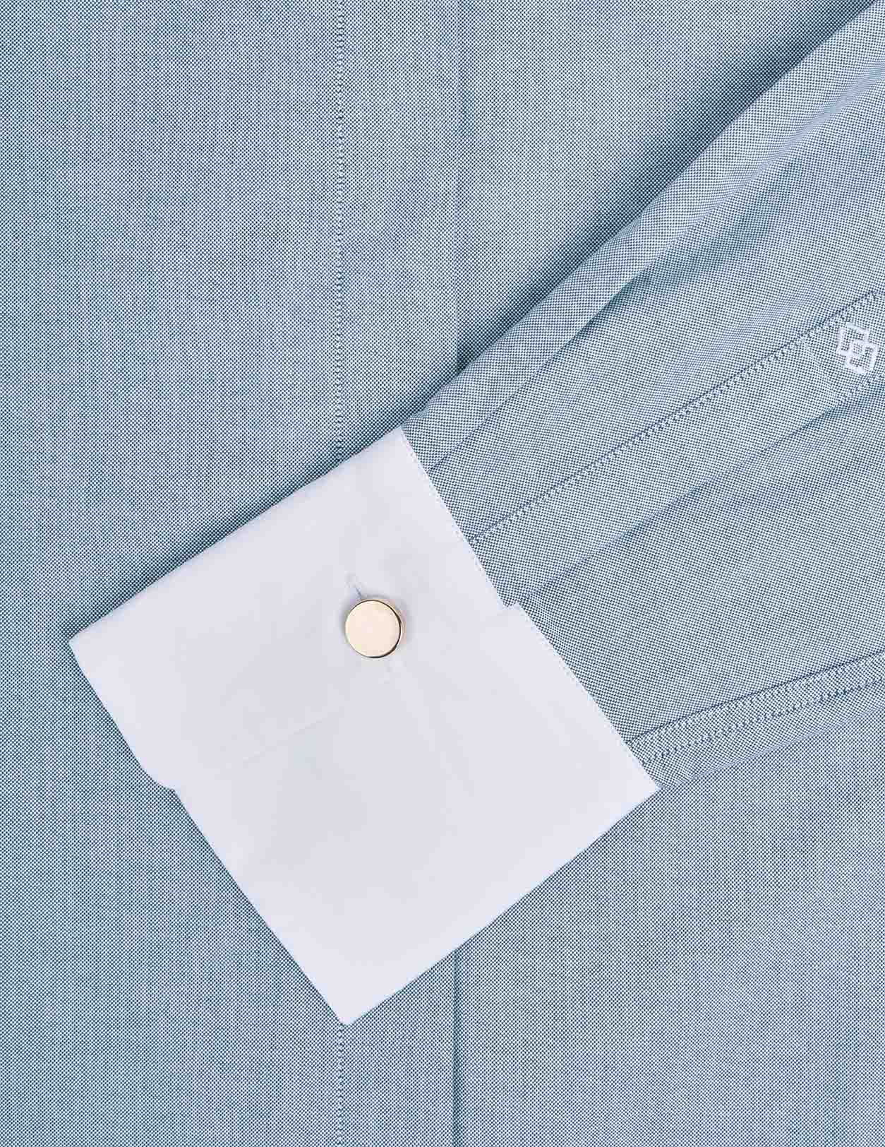 Mathéa green hidden button placket shirt - Oxford - Shirt Collar