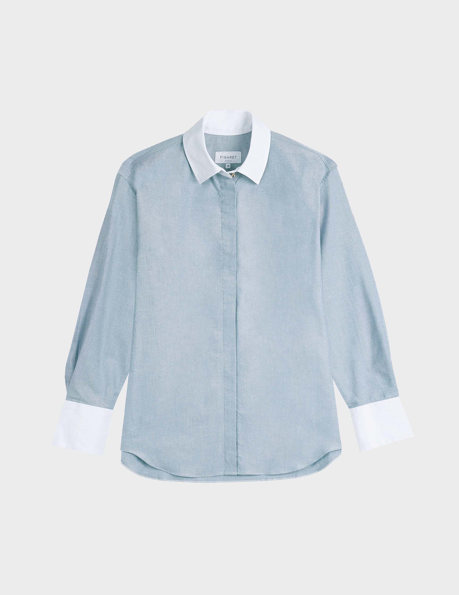 Mathéa green hidden button placket shirt - Oxford - Shirt Collar