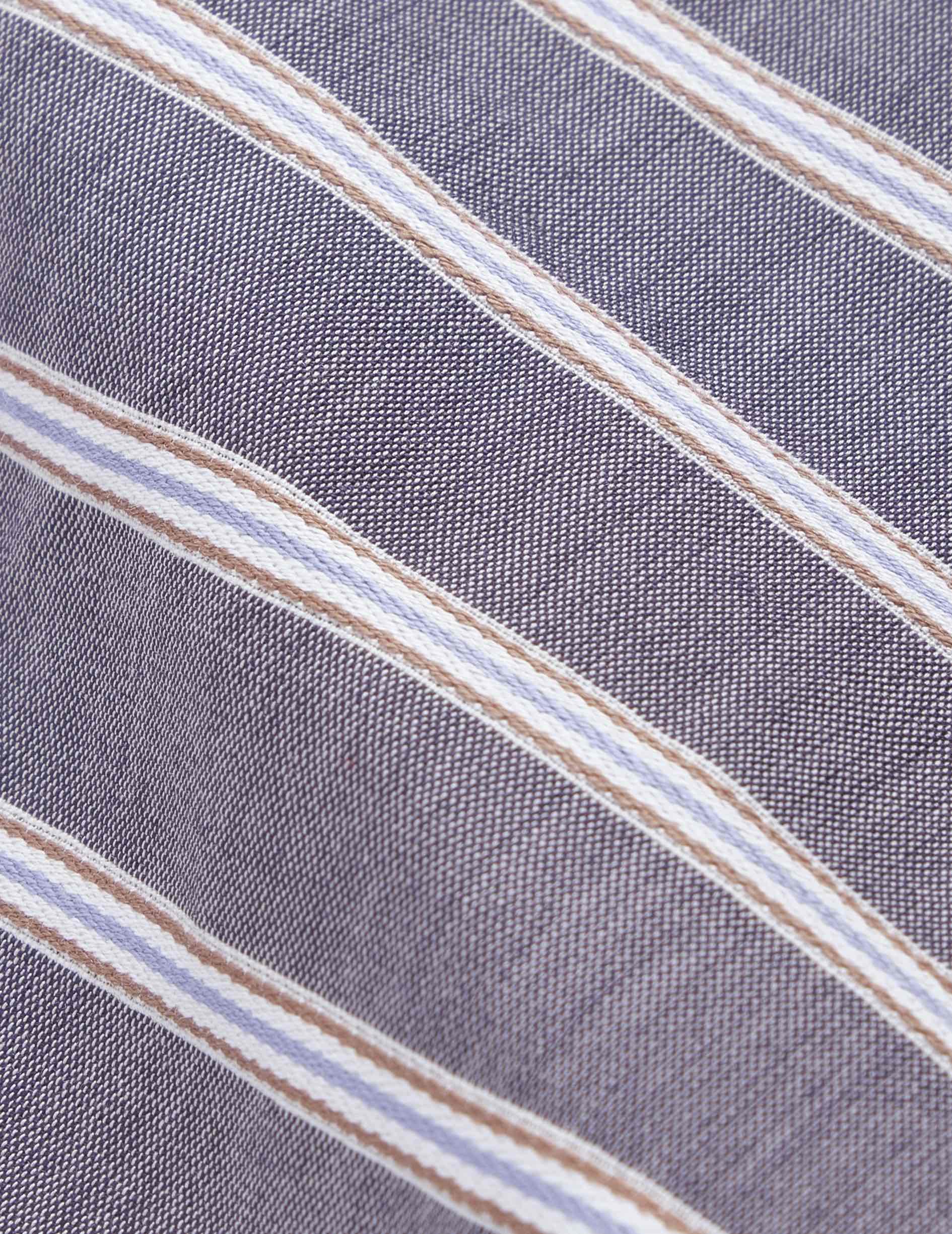 Chemise oversize Maureen rayée grise - Fil-à-fil - Col Officier