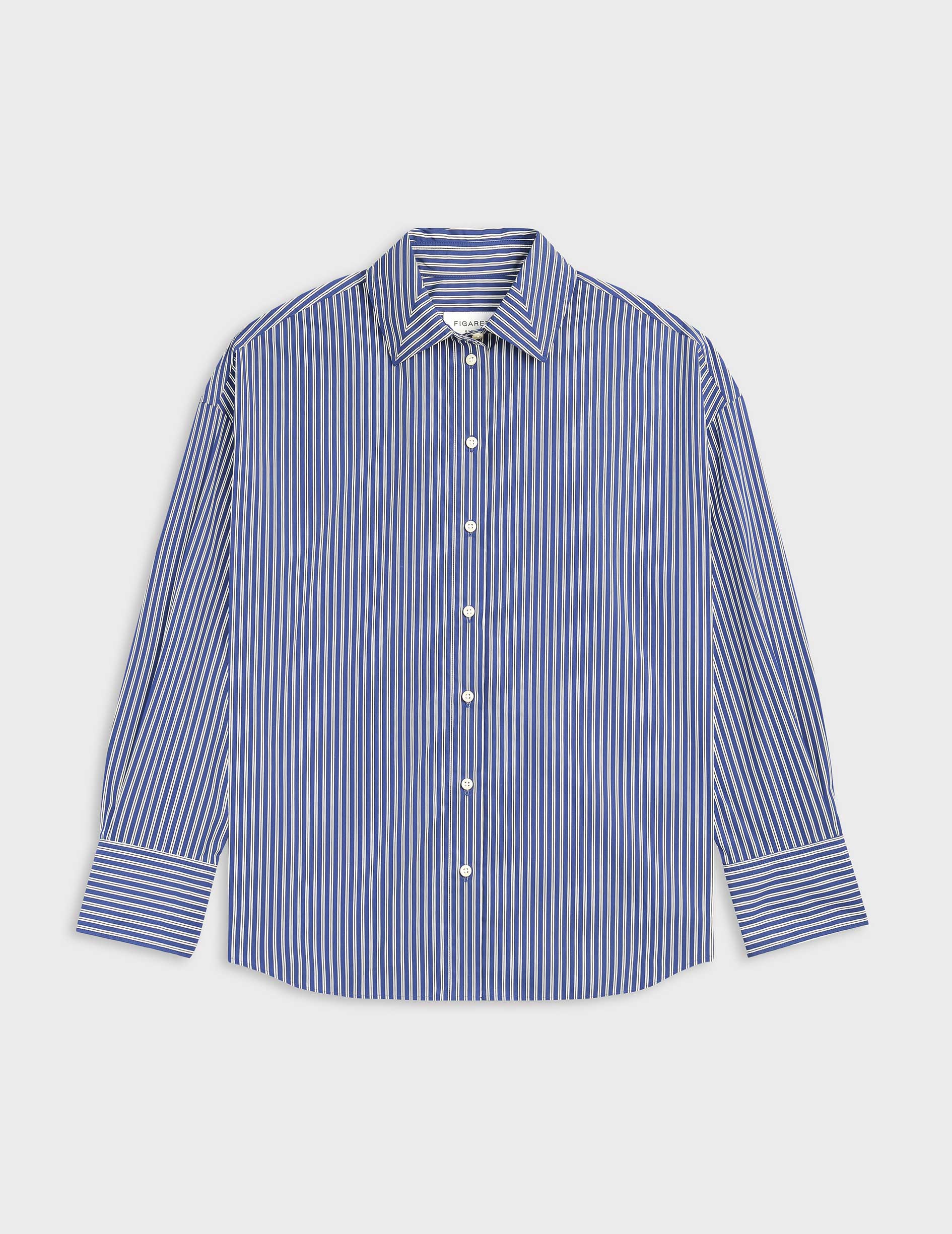 Mélanie blue striped oversized shirt - Poplin - Shirt Collar