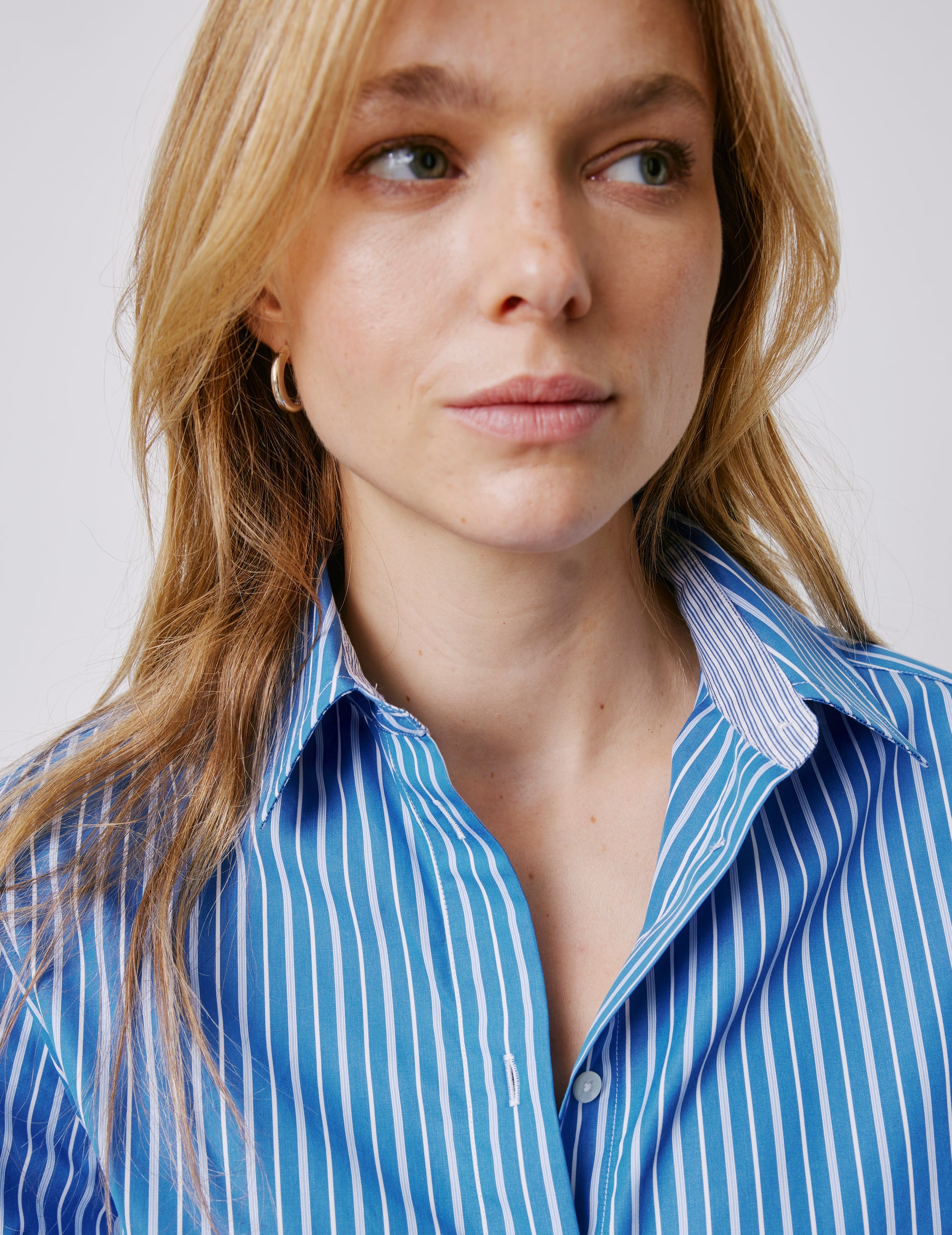 Chemise Meryl rayée bleue - Popeline - Col Chemise