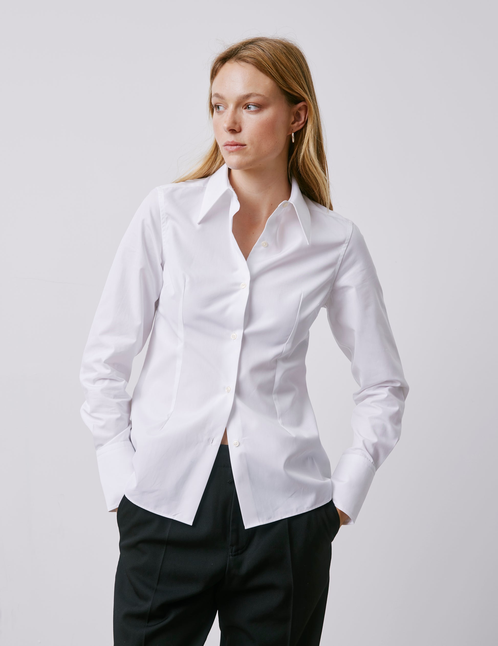 Chemise Naomie blanche - Popeline - Col Chemise