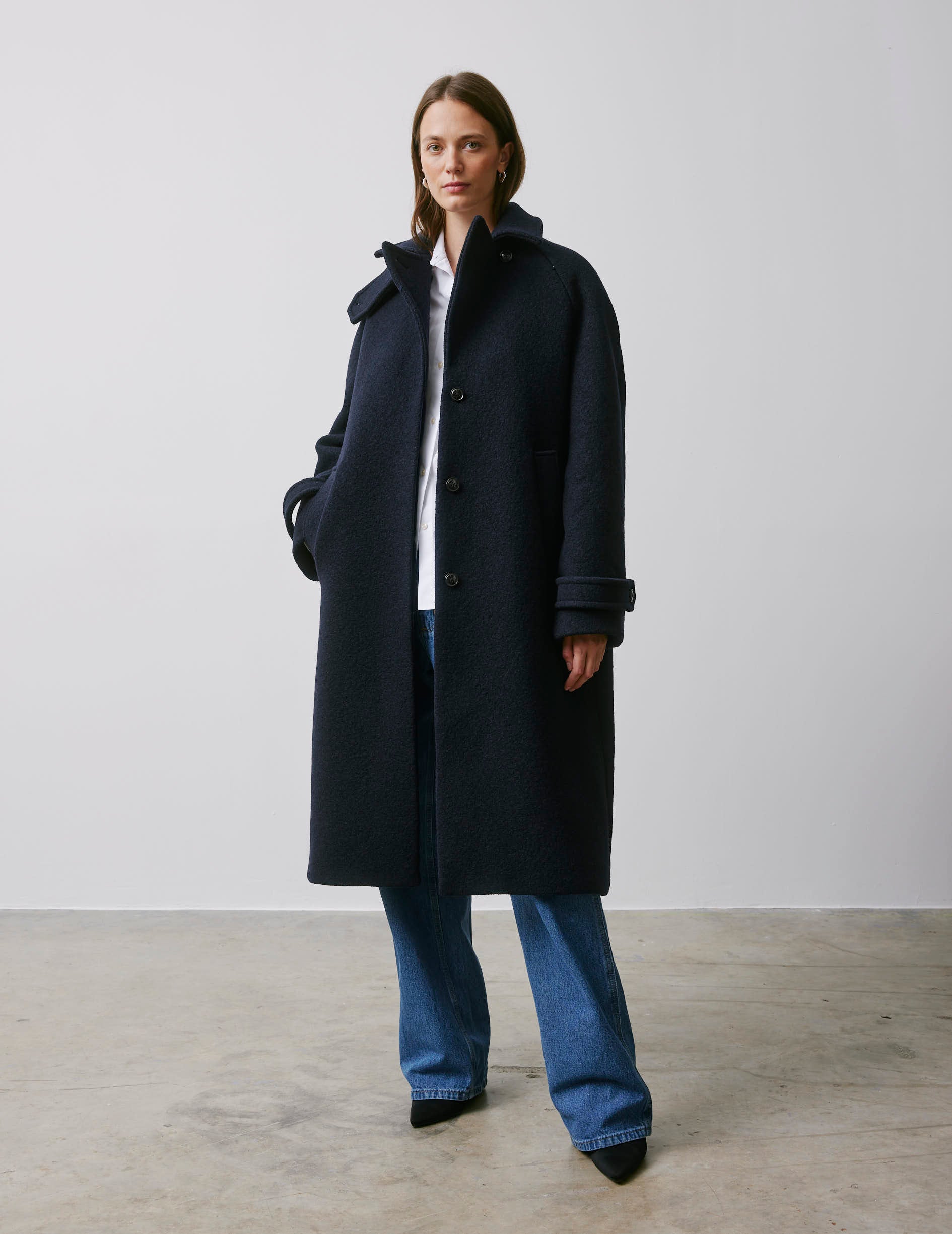 Marielle navy virgin wool coat