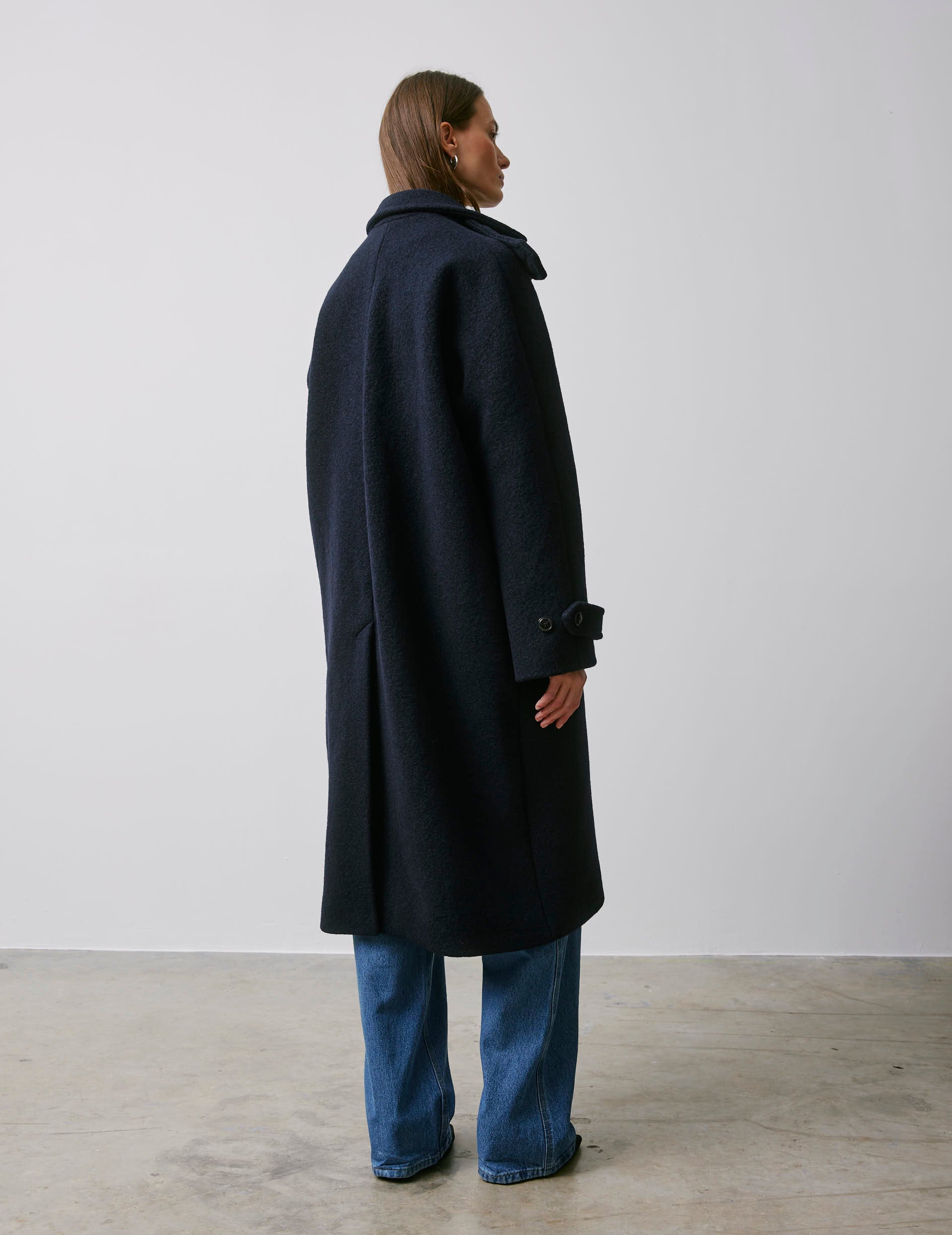 Marielle navy virgin wool coat