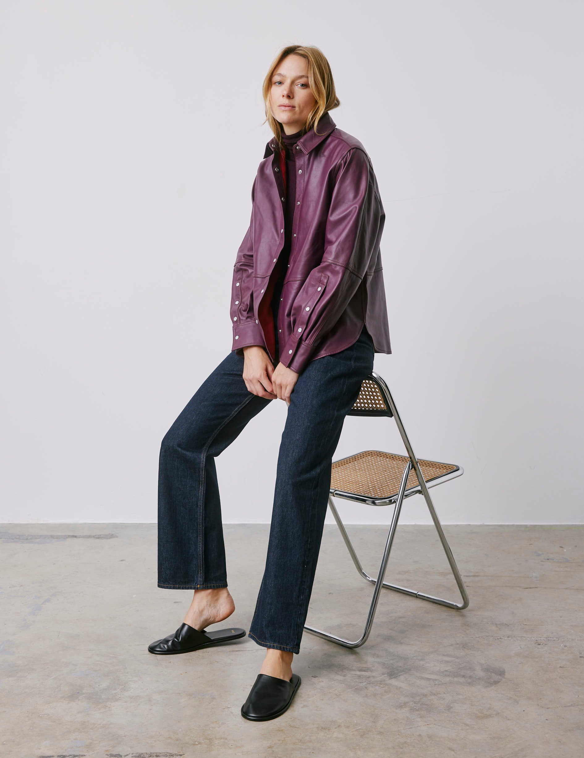 Surchemise Marylou en cuir violine