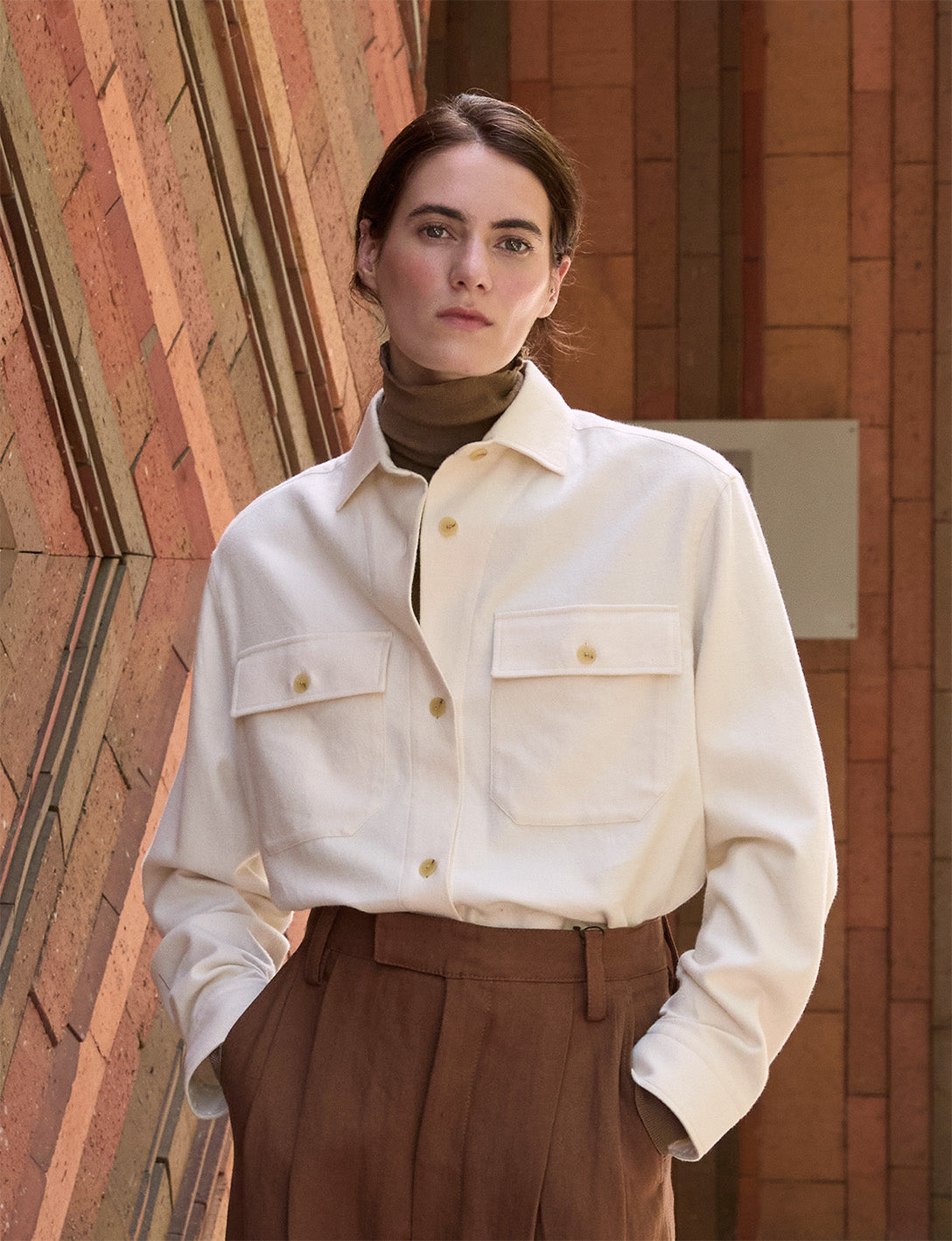 Milena beige flannel shirt jacket - Flannel