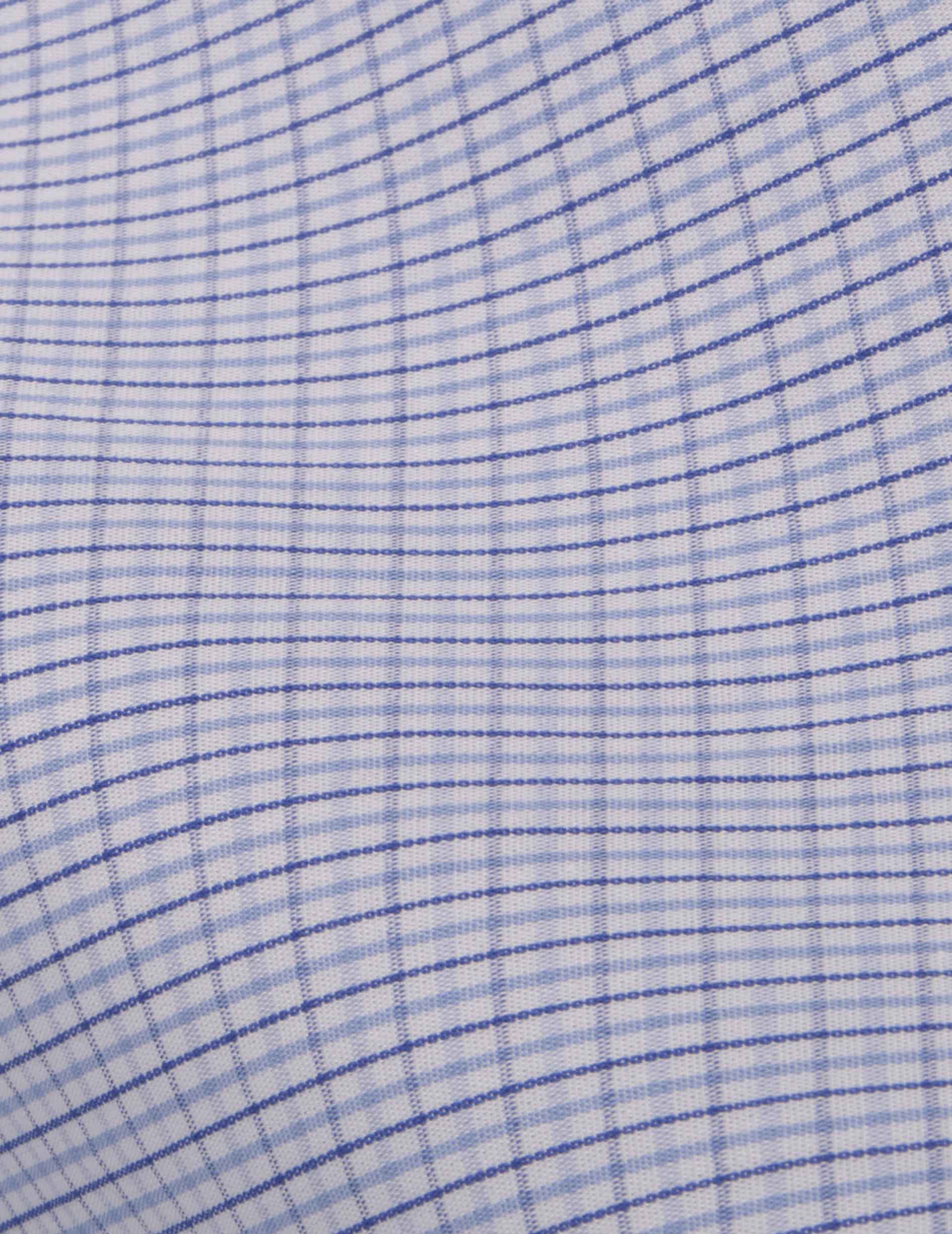 Chemise classique à carreaux bleus - Popeline - Col Américain
