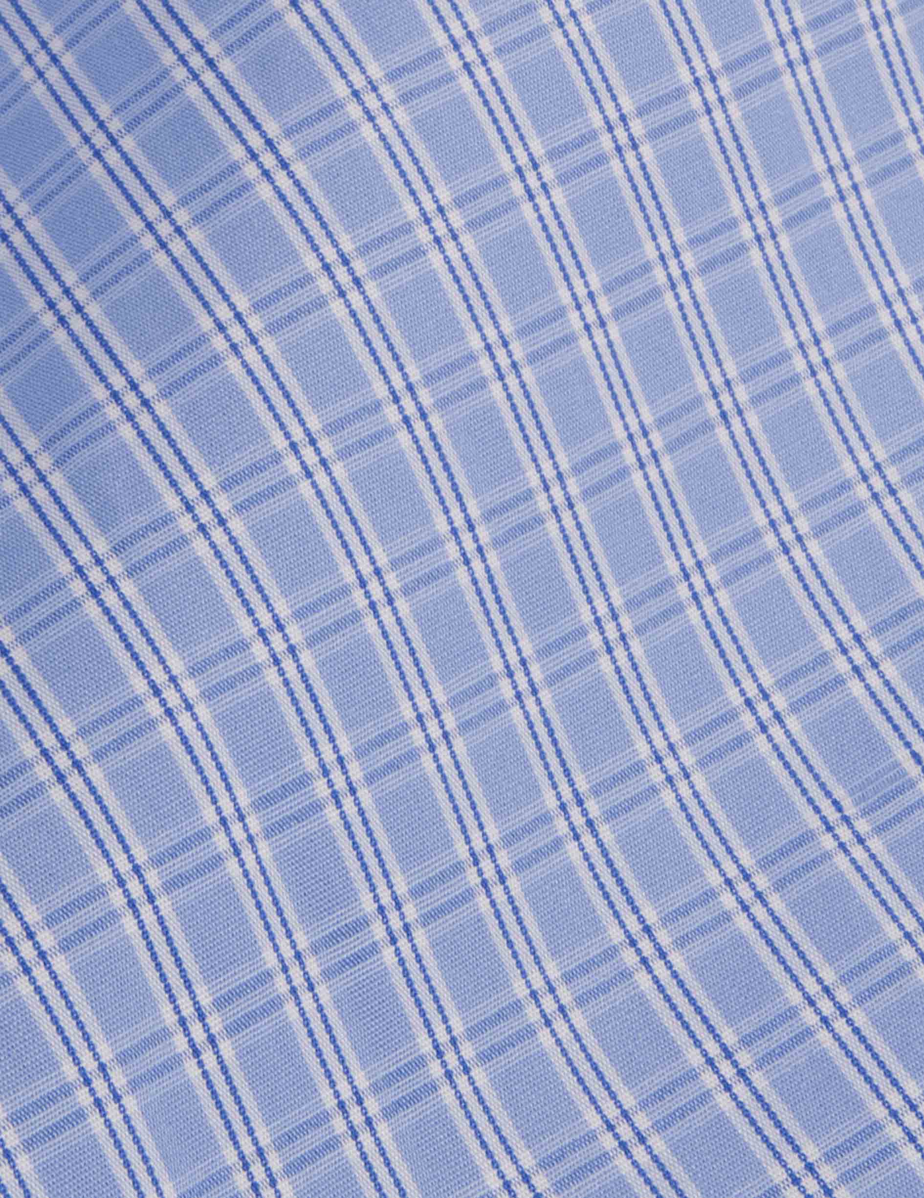 Chemise classique à carreaux bleus - Popeline - Col Américain
