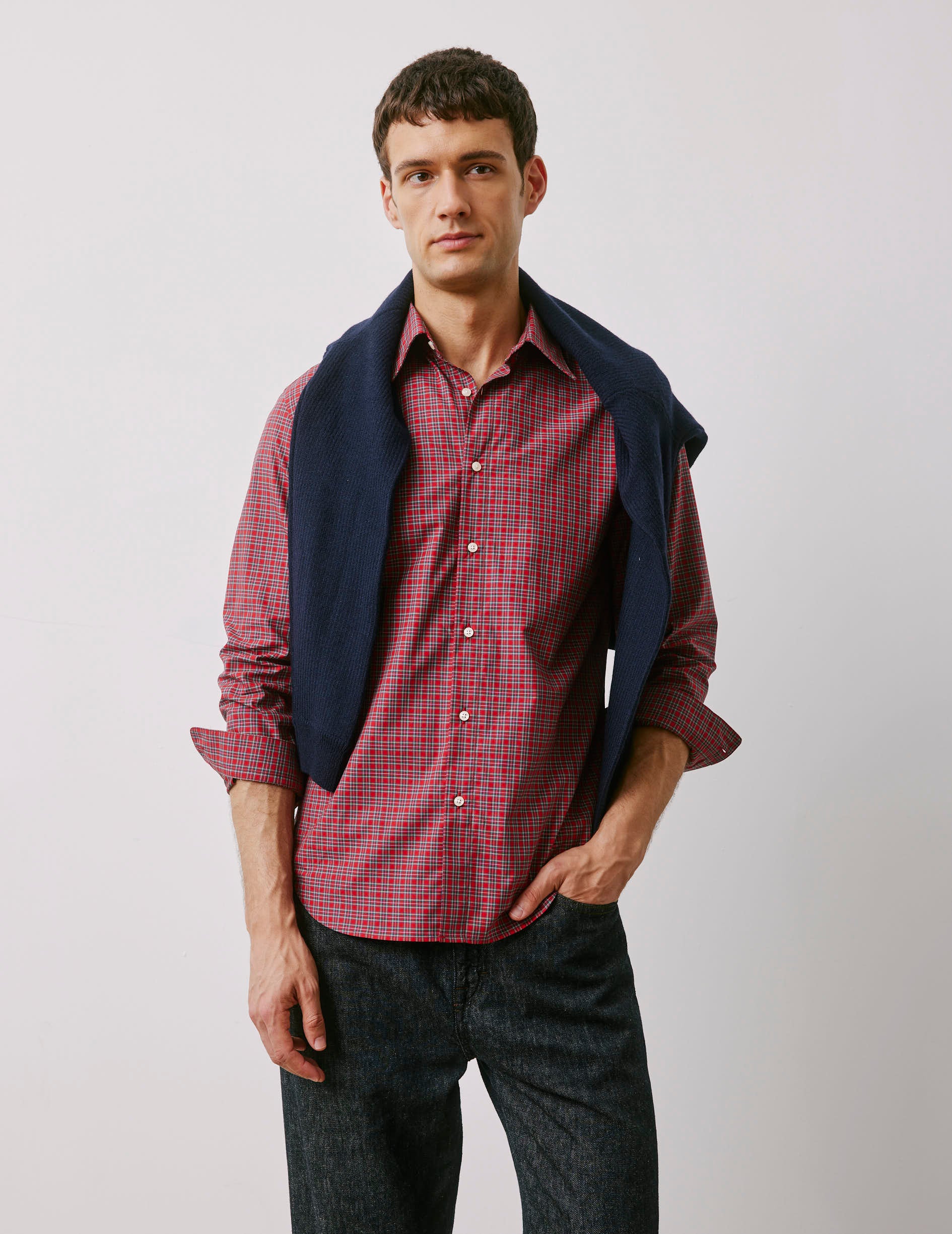 Antonin red checked shirt - Poplin - Prodigious Collar