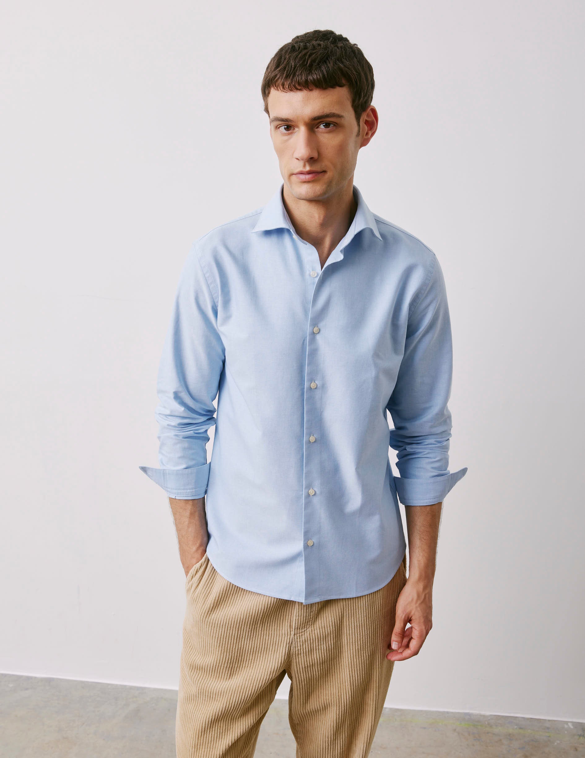 Chemise Aristote bleue - Oxford - Col Italien