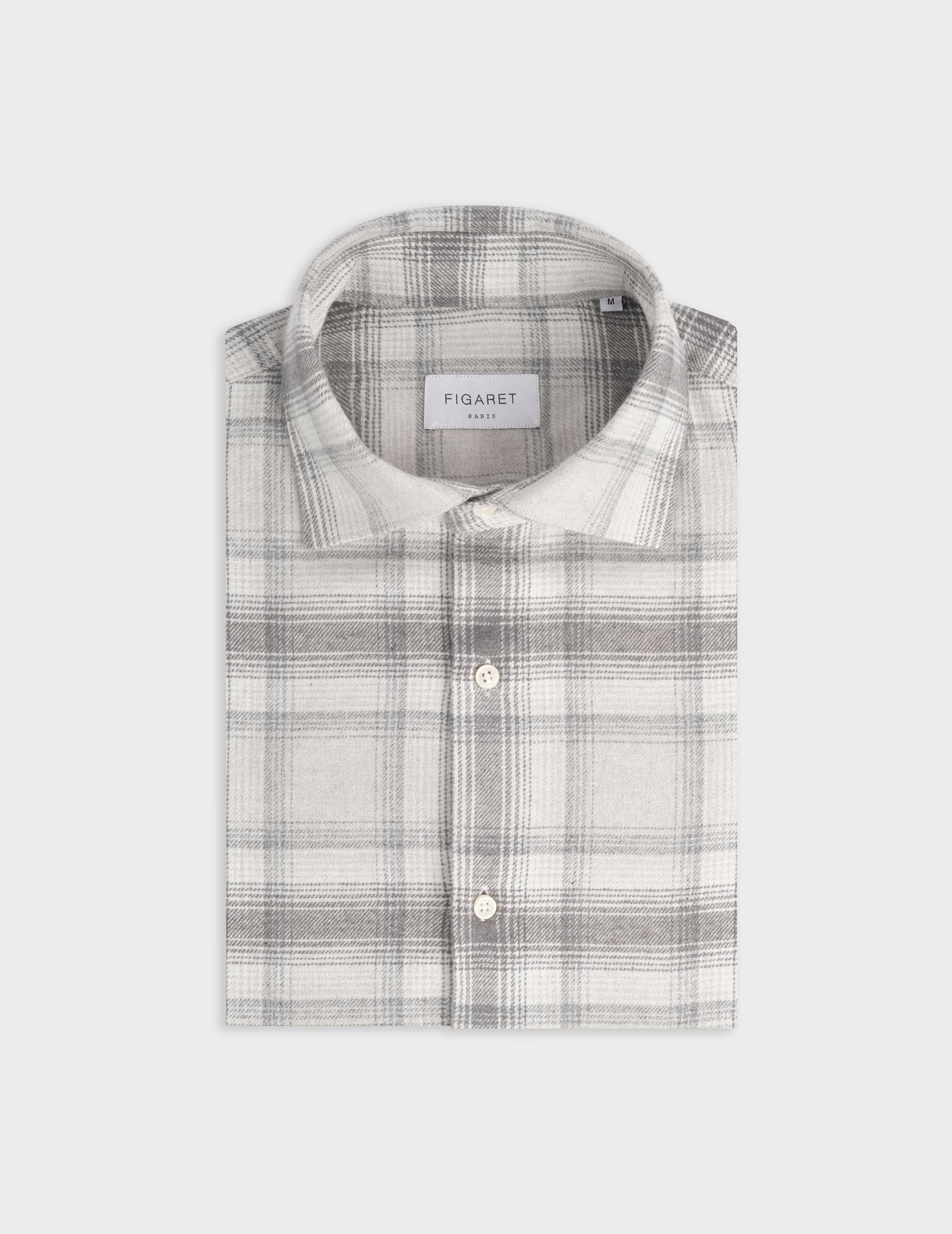Aristote gray checked shirt - Flannel - Italian Collar