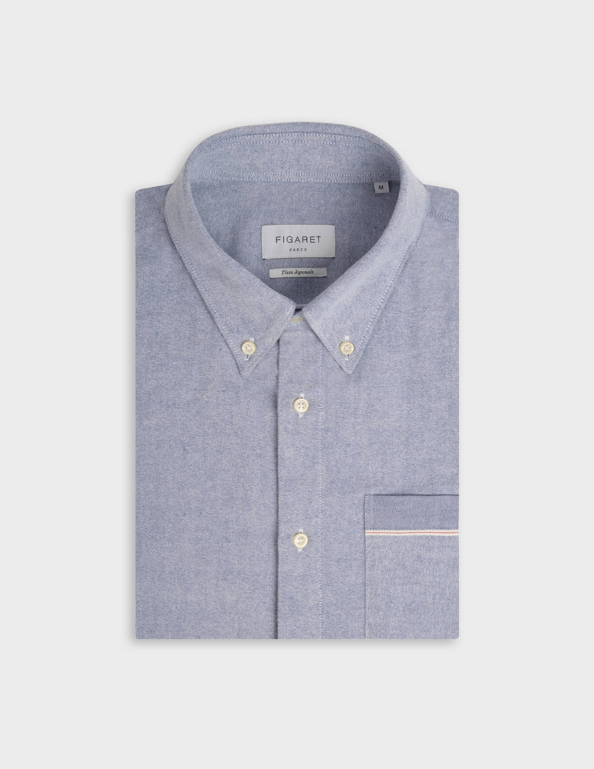 Chemise Armand bleue - Oxford gratté - Col Prodigieux boutonné