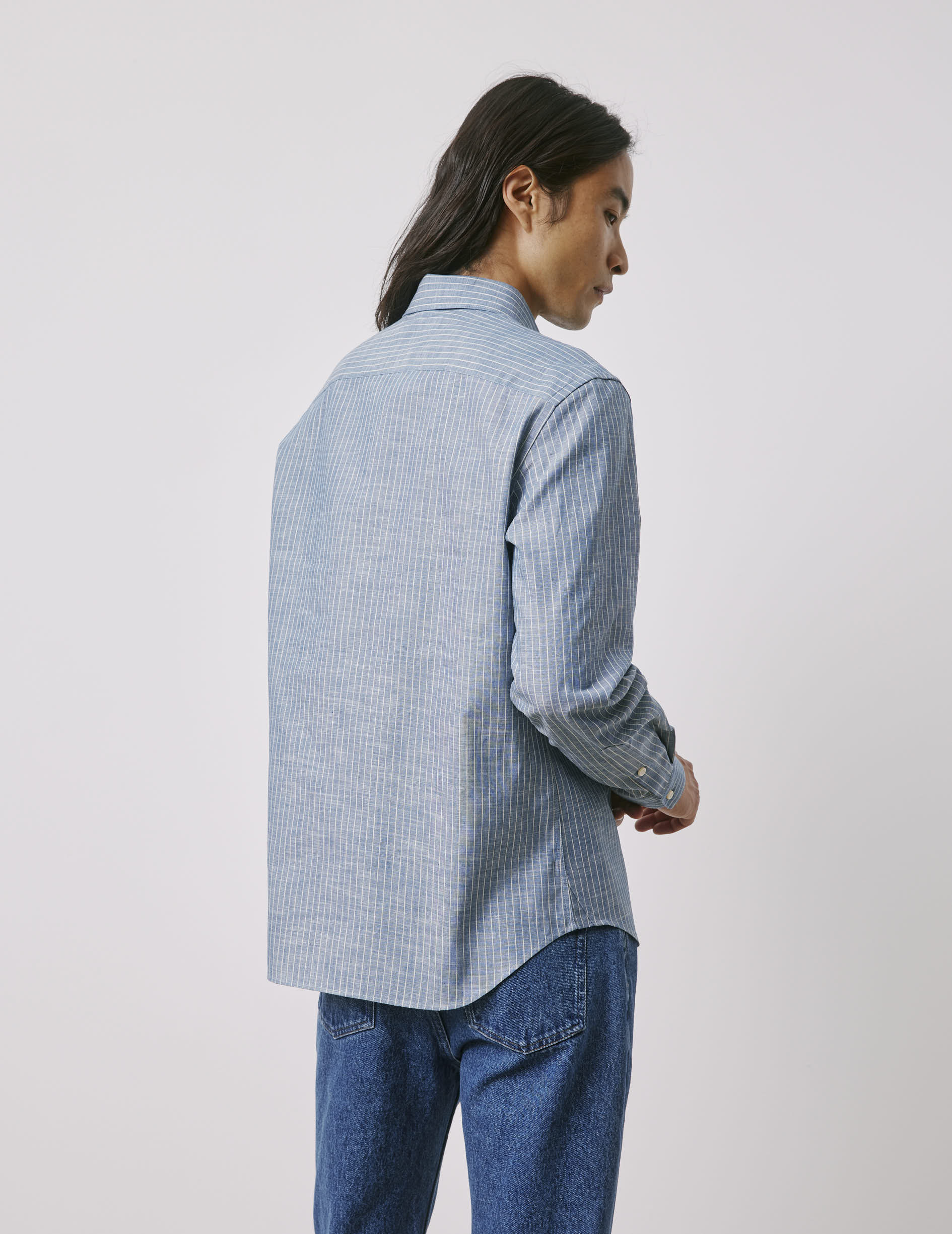 Chemise Armand bleue - Denim selvedge - Col Prodigieux boutonné