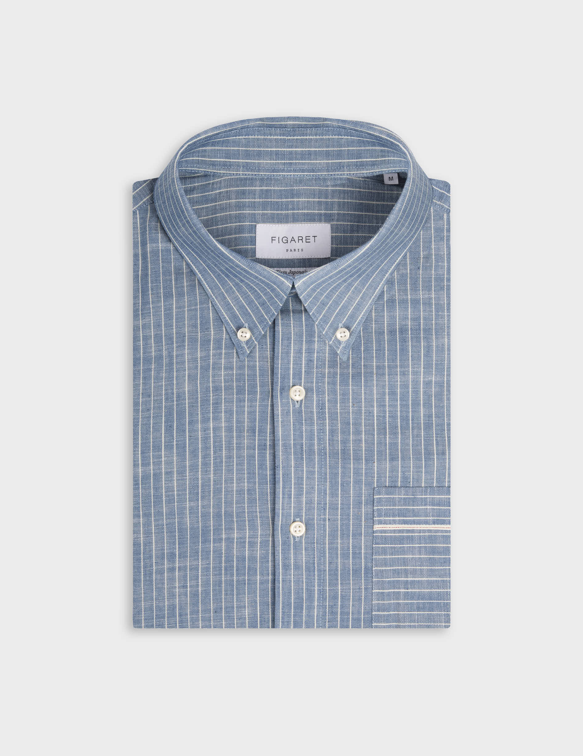 Chemise Armand bleue - Denim selvedge - Col Prodigieux boutonné