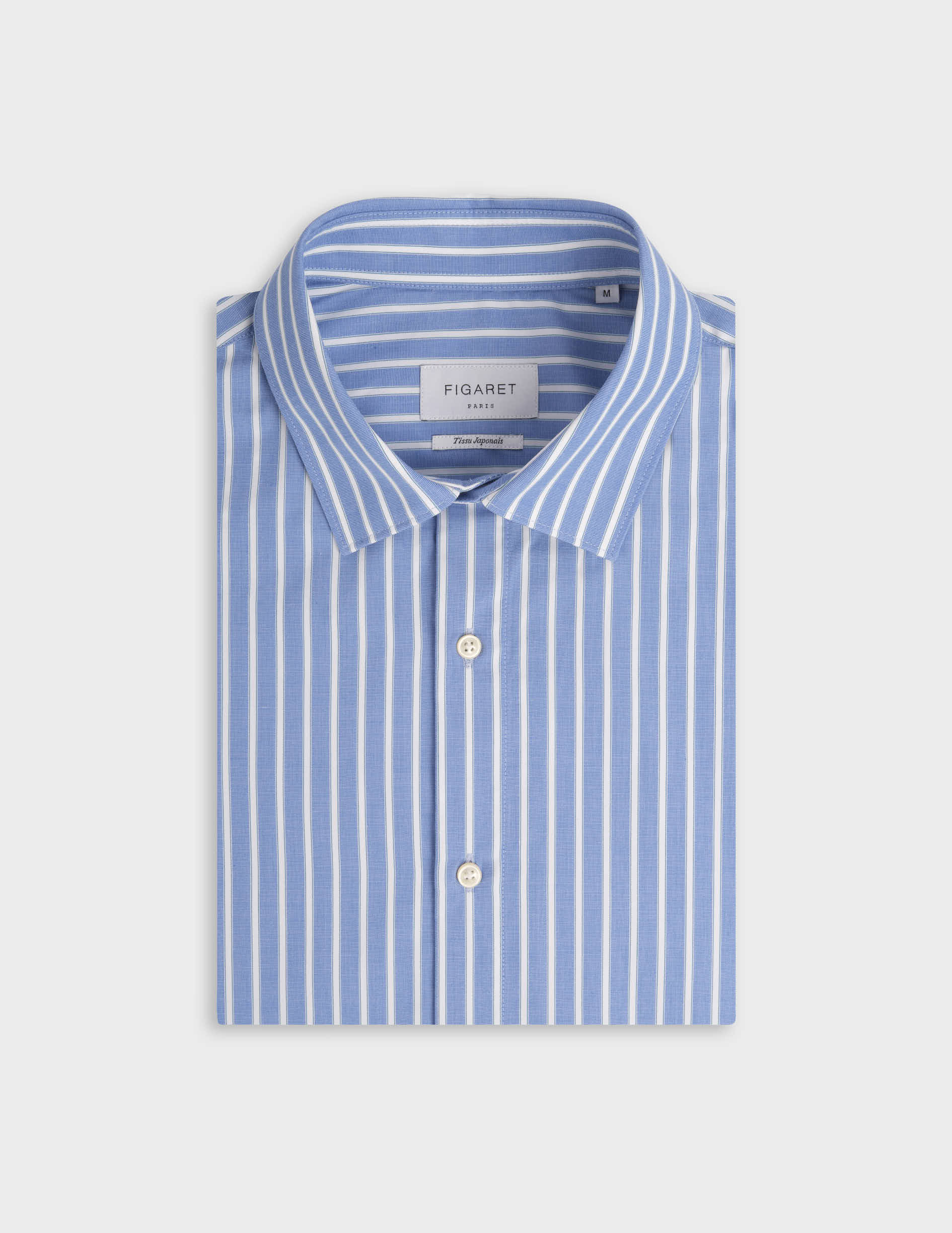 Auguste fitted blue striped shirt - Fil-a-fil - French Collar