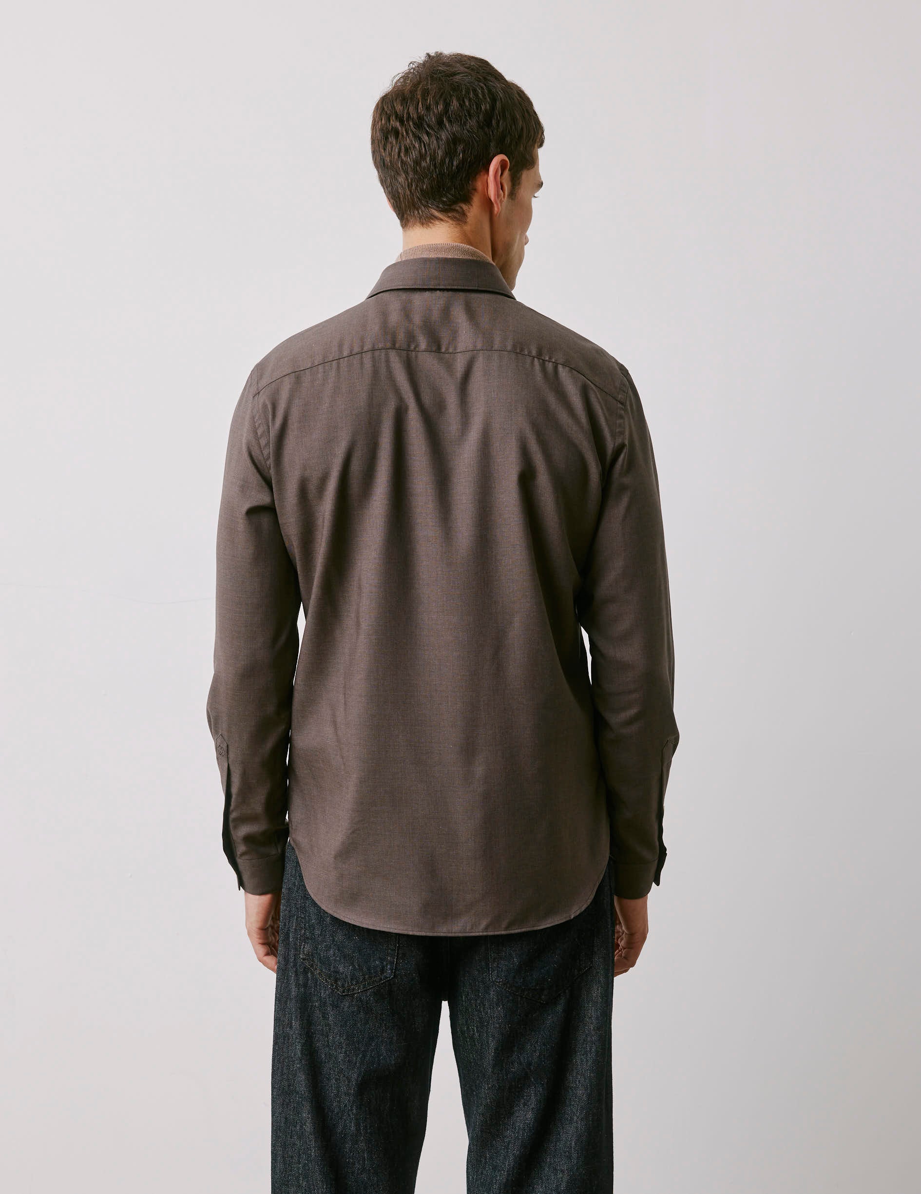 Auguste virgin wool brown shirt - Virgin wool - French Collar