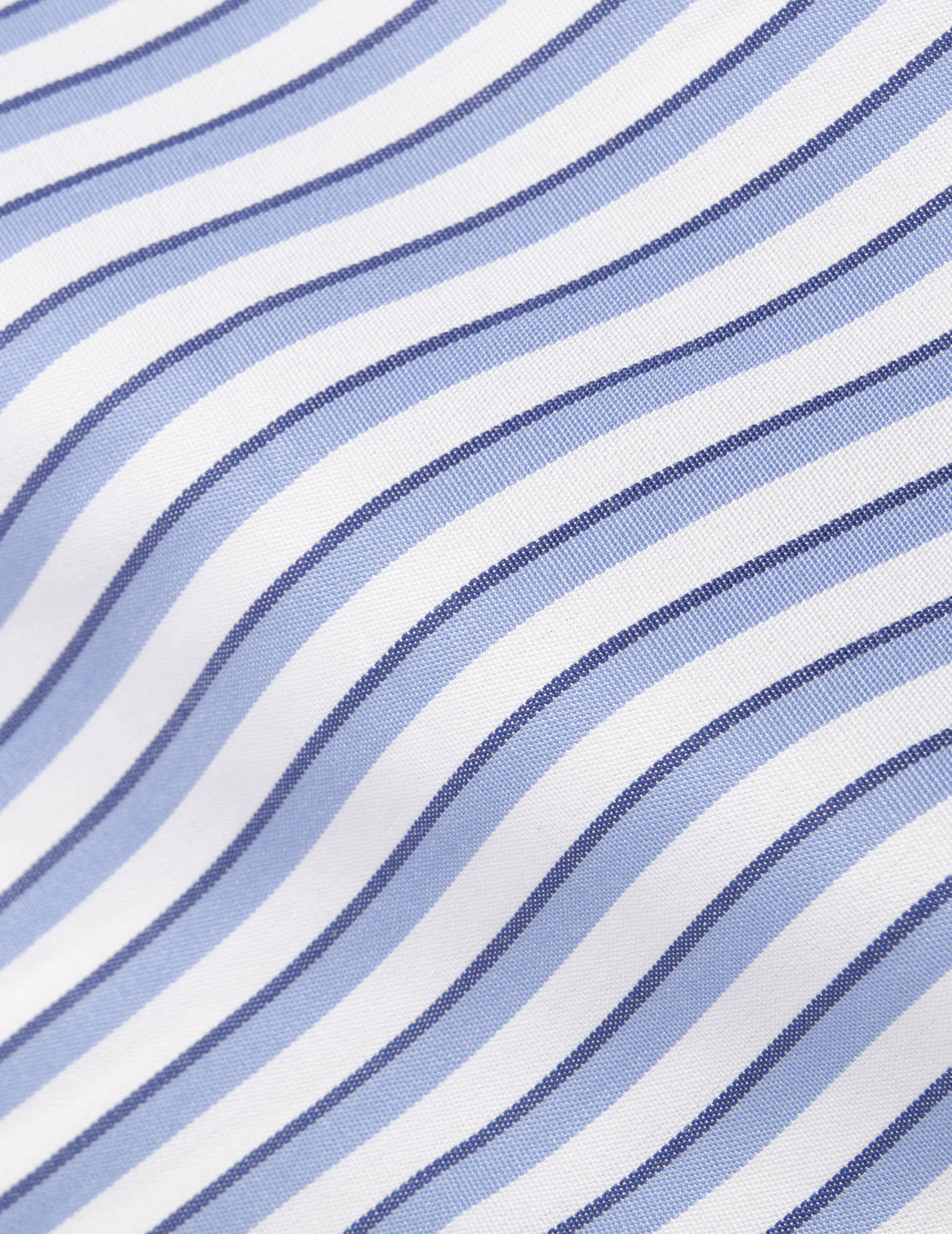 Chemise Carl rayée bleue - Popeline - Col Droit ouvert