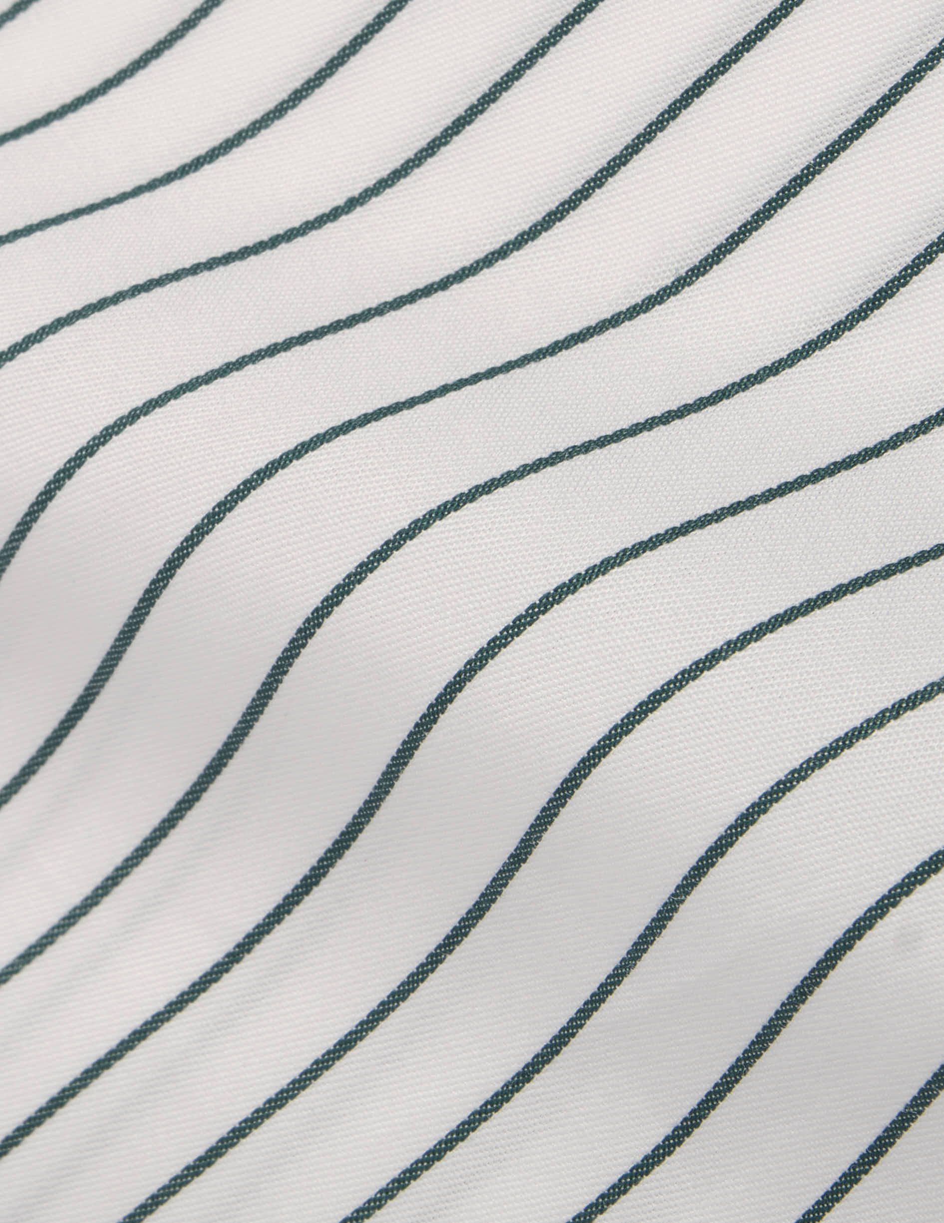 Chemise Carl rayée verte - Twill - Col Droit ouvert