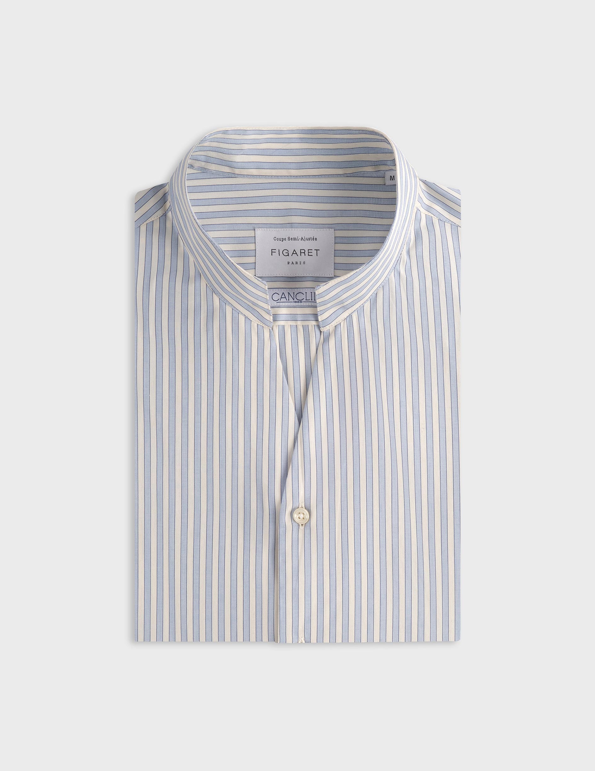 Carl blue striped shirt - Fil-a-fil - Open Straight Collar