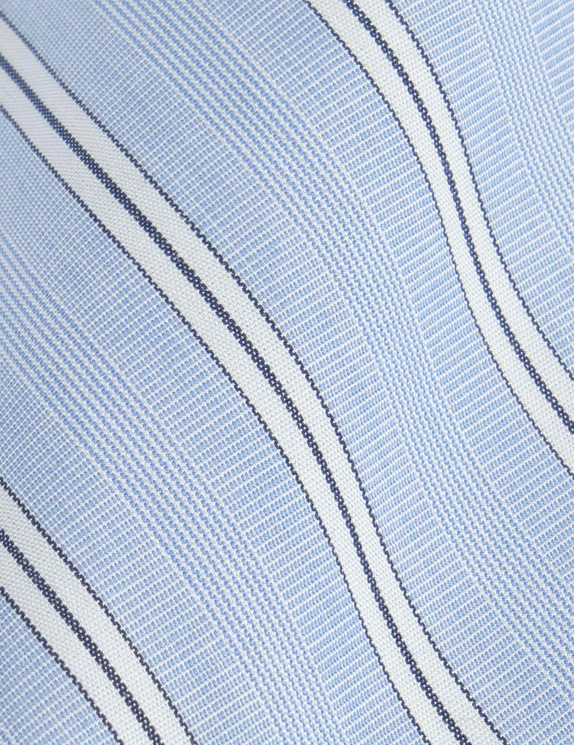 Emilio blue striped shirt - Fil-a-fil - Figaret Collar