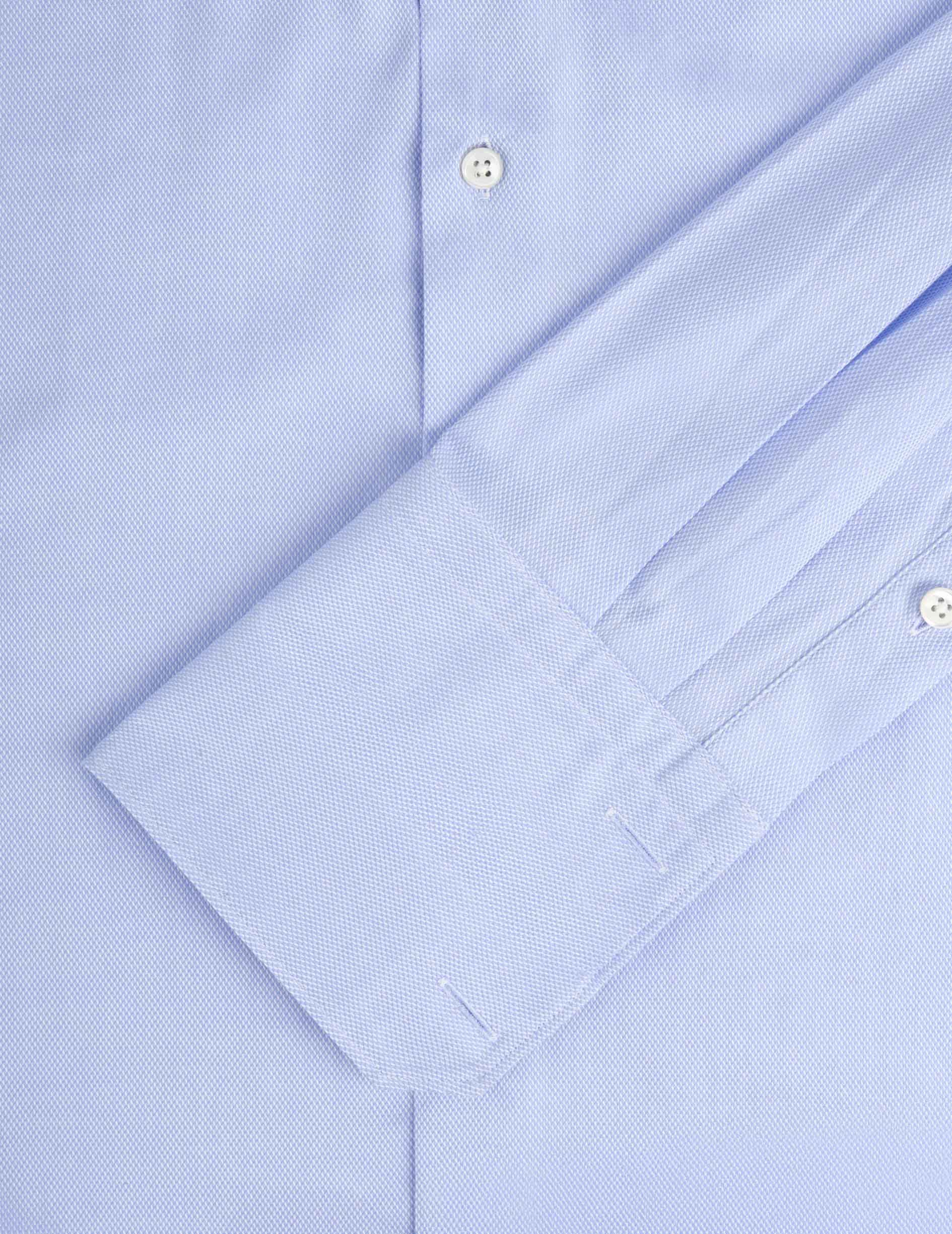 Chemise classique bleue - Façonné - Col Figaret - Poignets Mousquetaires