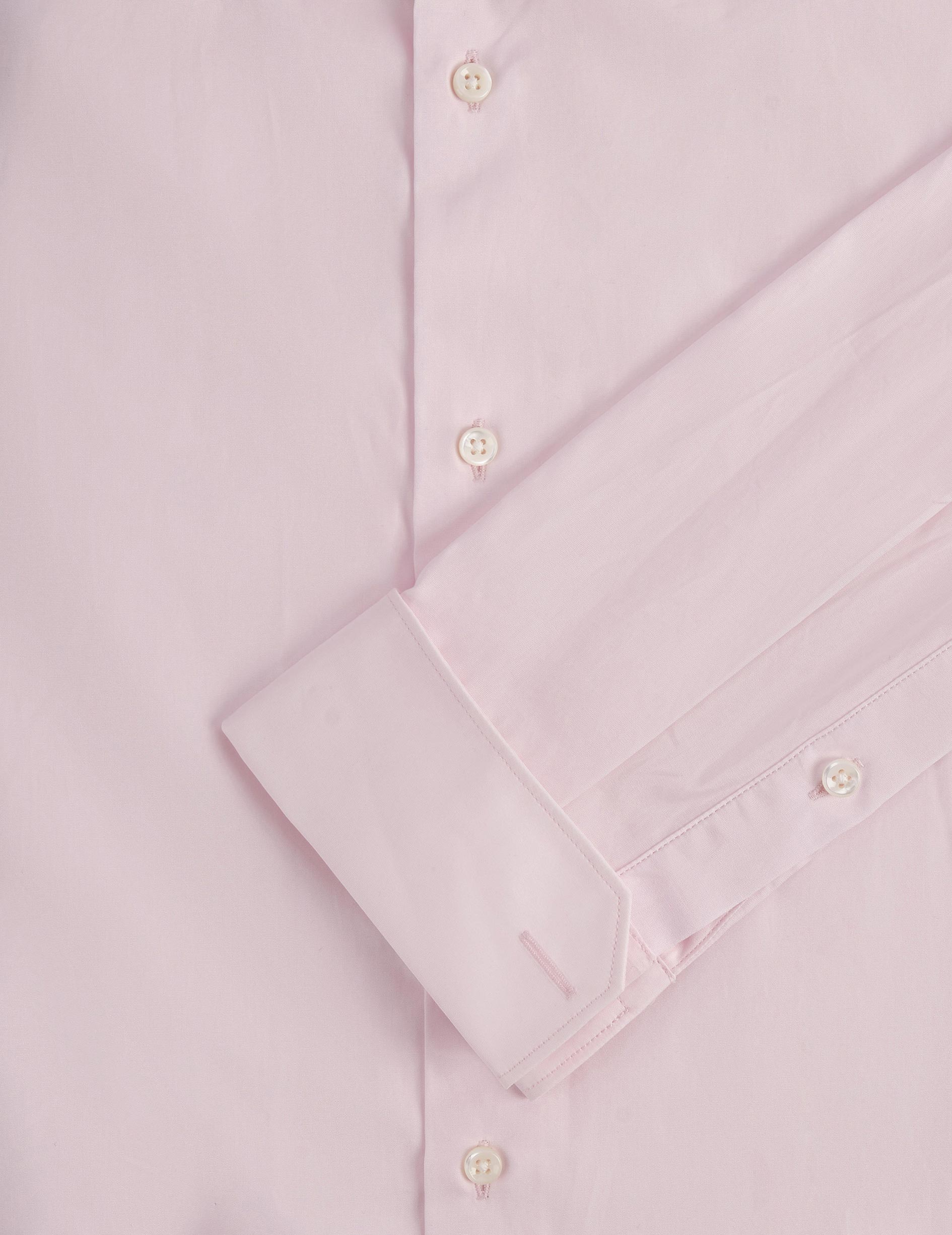 Chemise semi-ajustée rose - Popeline - Col Figaret - Poignets Mousquetaires