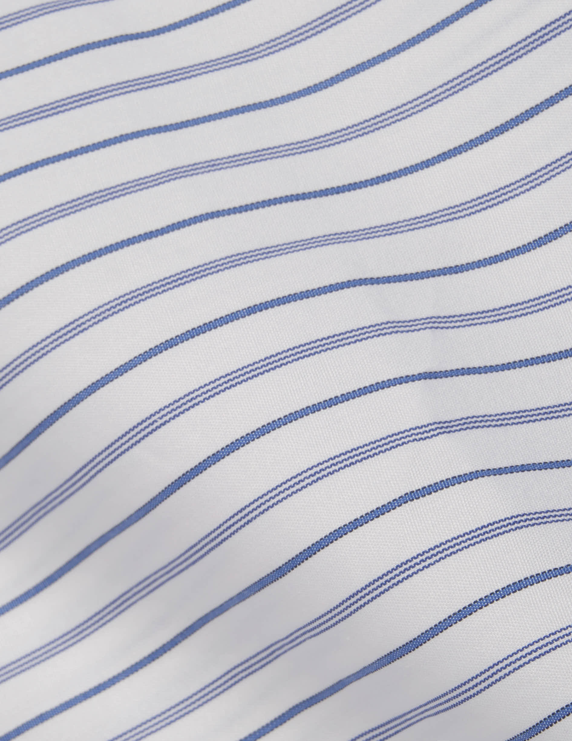 Chemise semi-ajustée rayée bleue - Popeline - Col Figaret - Poignets Mousquetaires