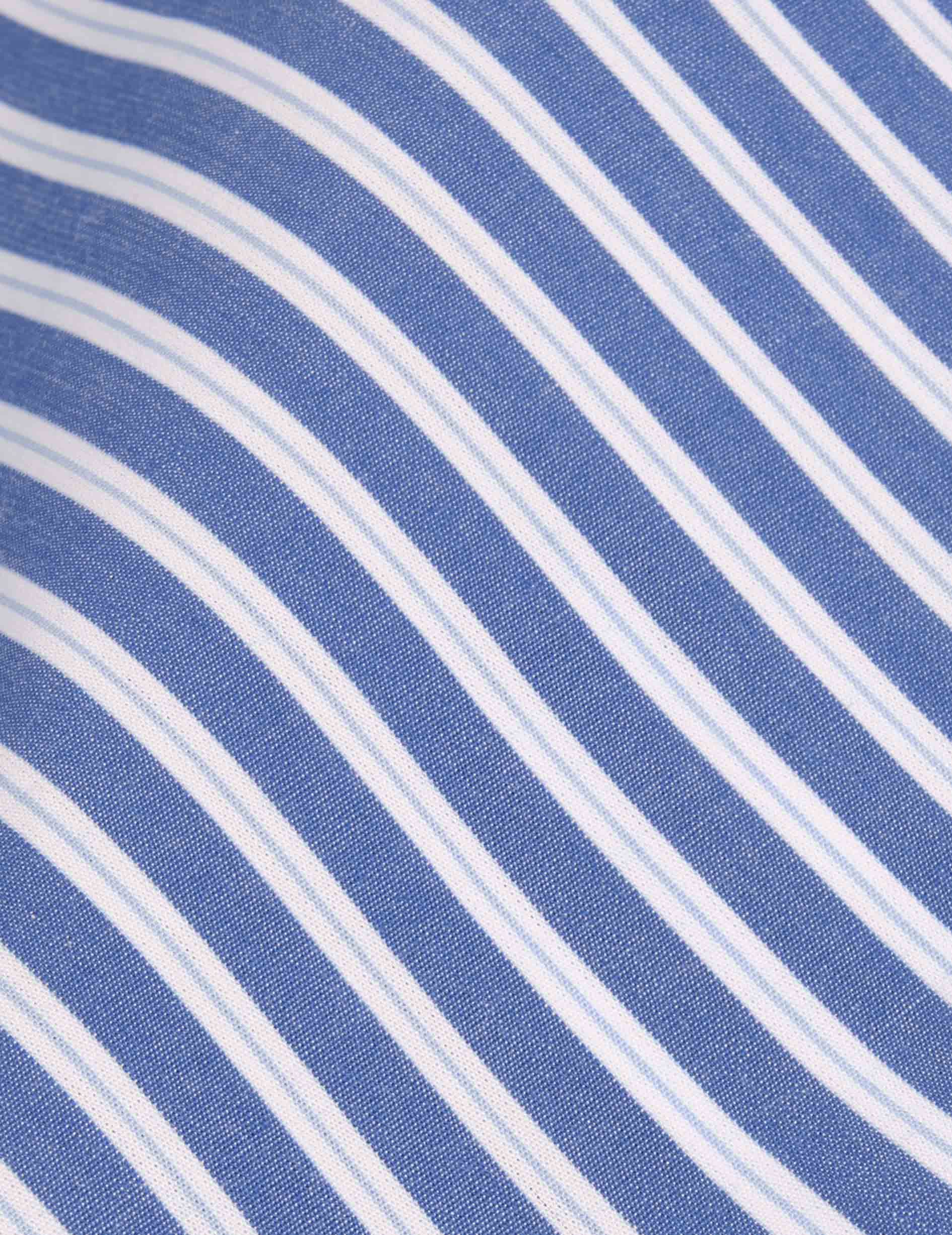 Chemise ajustée rayée bleu marine - Popeline - Col Figaret