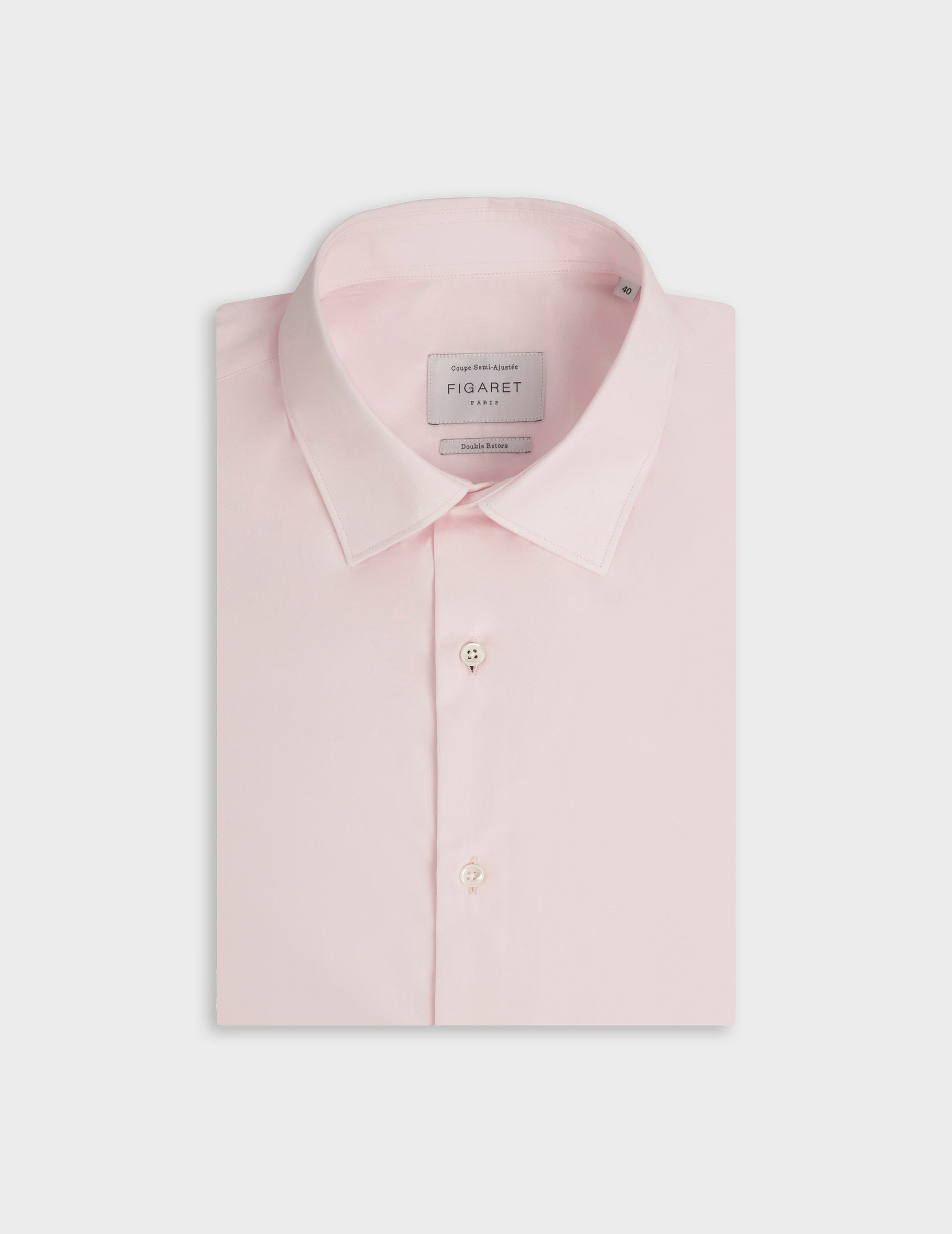 Chemise semi-ajustée rose - Popeline - Col Figaret