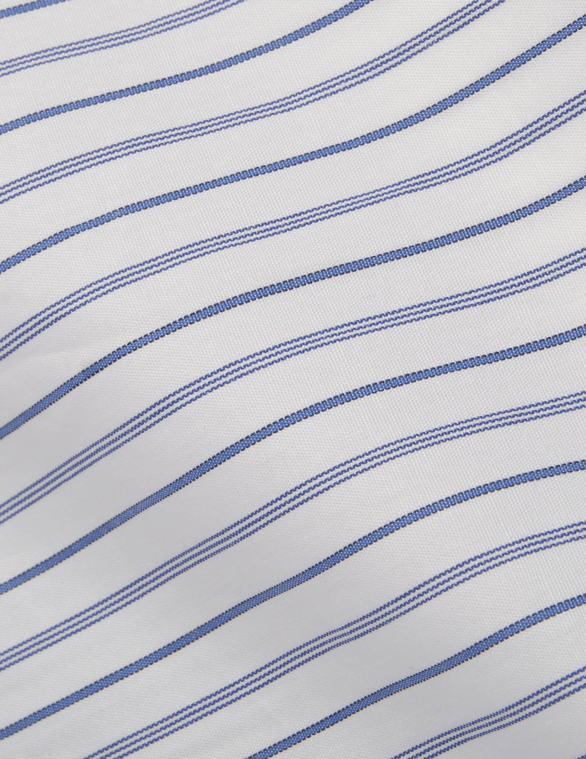 Chemise semi-ajustée rayée bleue - Popeline - Col Figaret