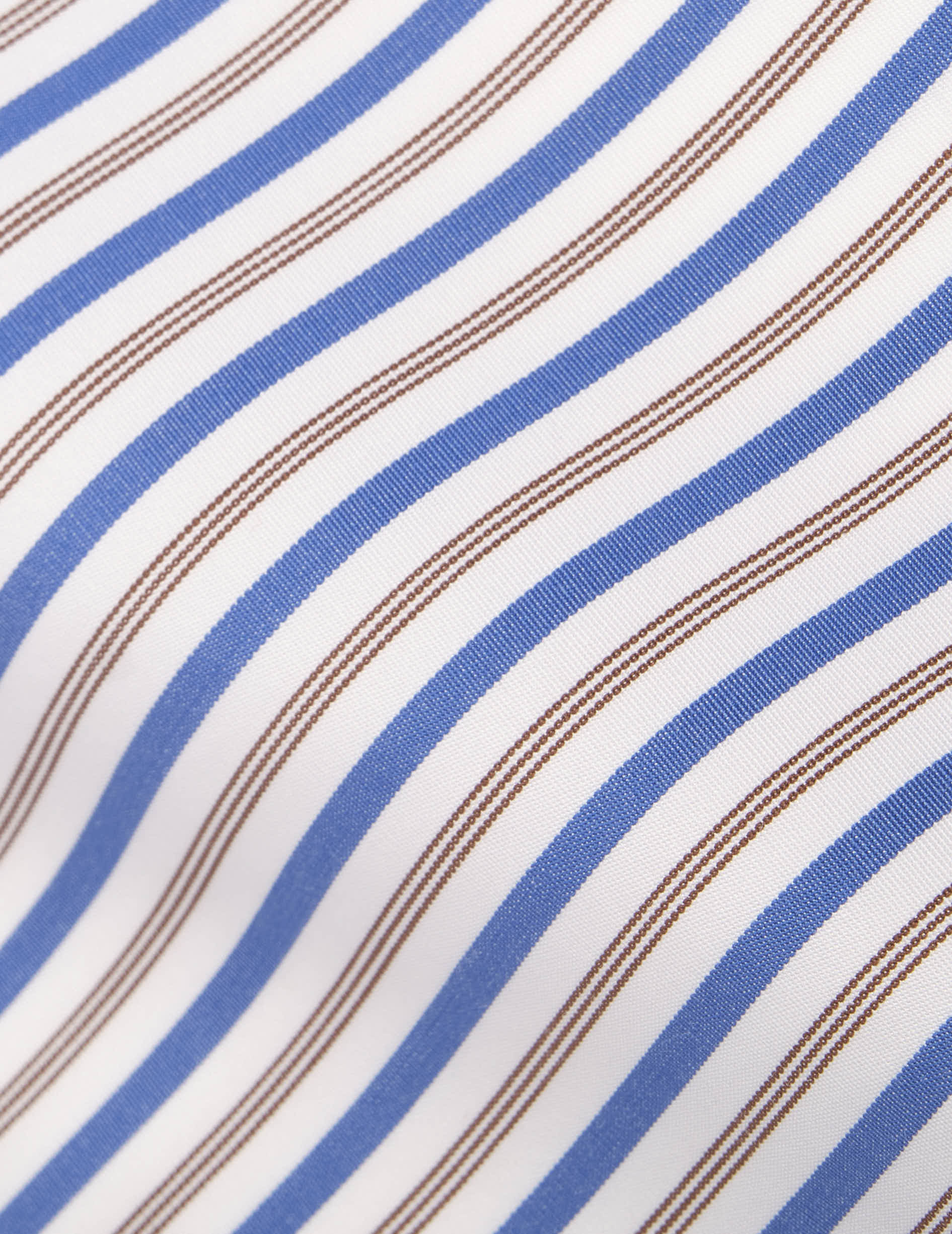 Chemise semi-ajustée rayée bleue - Popeline - Col Figaret