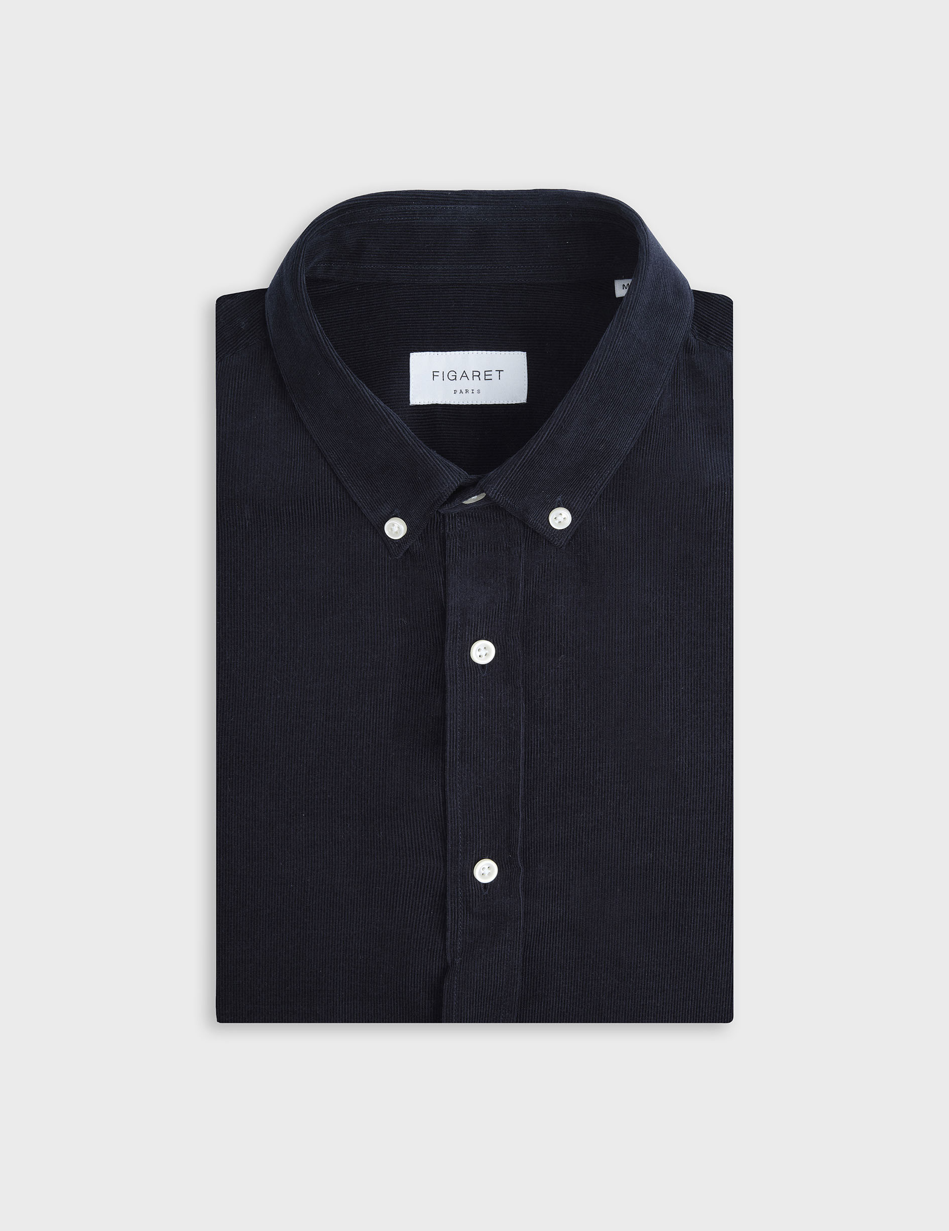 Chemise Gaspard bleu marine - Velours - Col Américain