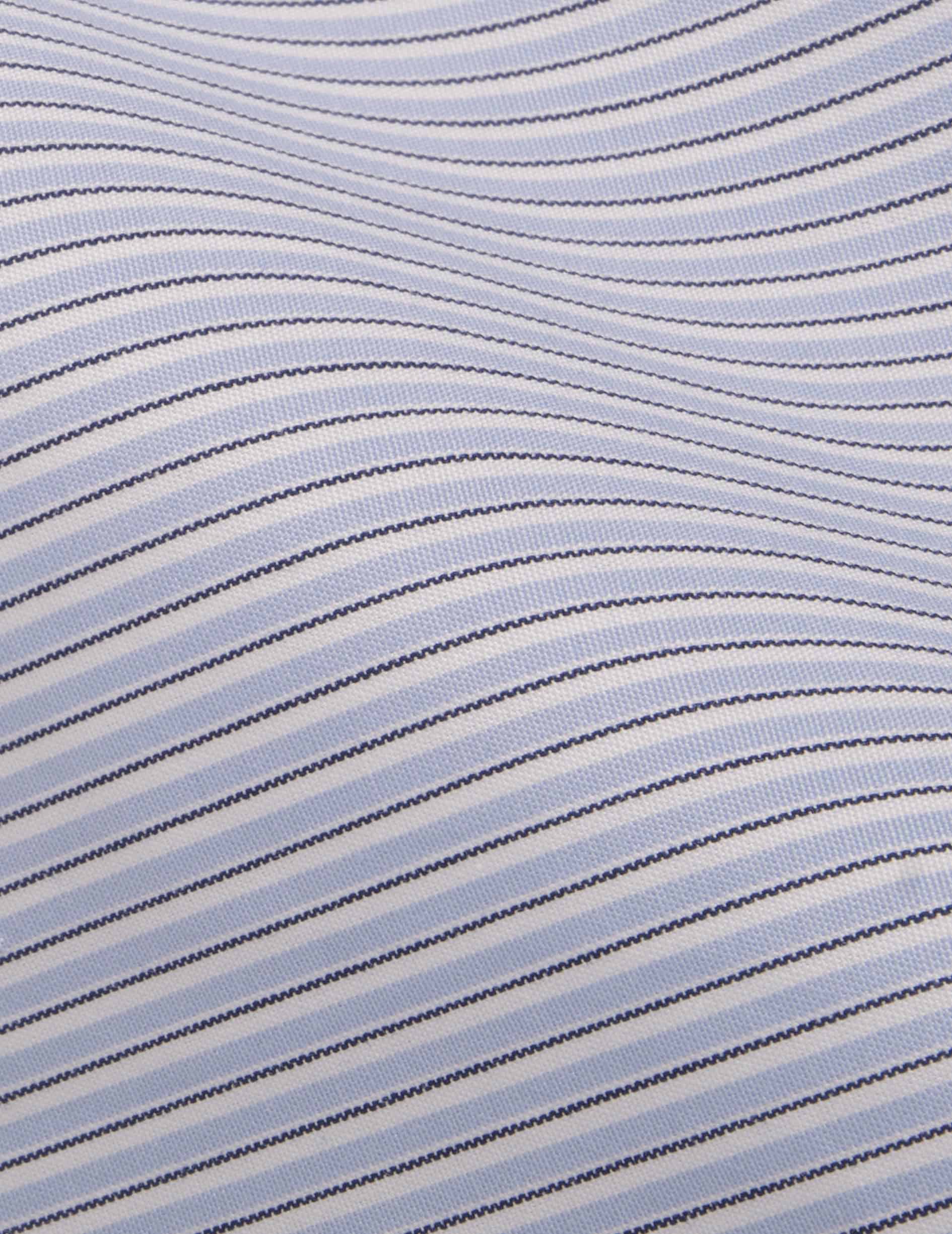 Chemise Herwin rayée bleue - Popeline - Col Officier