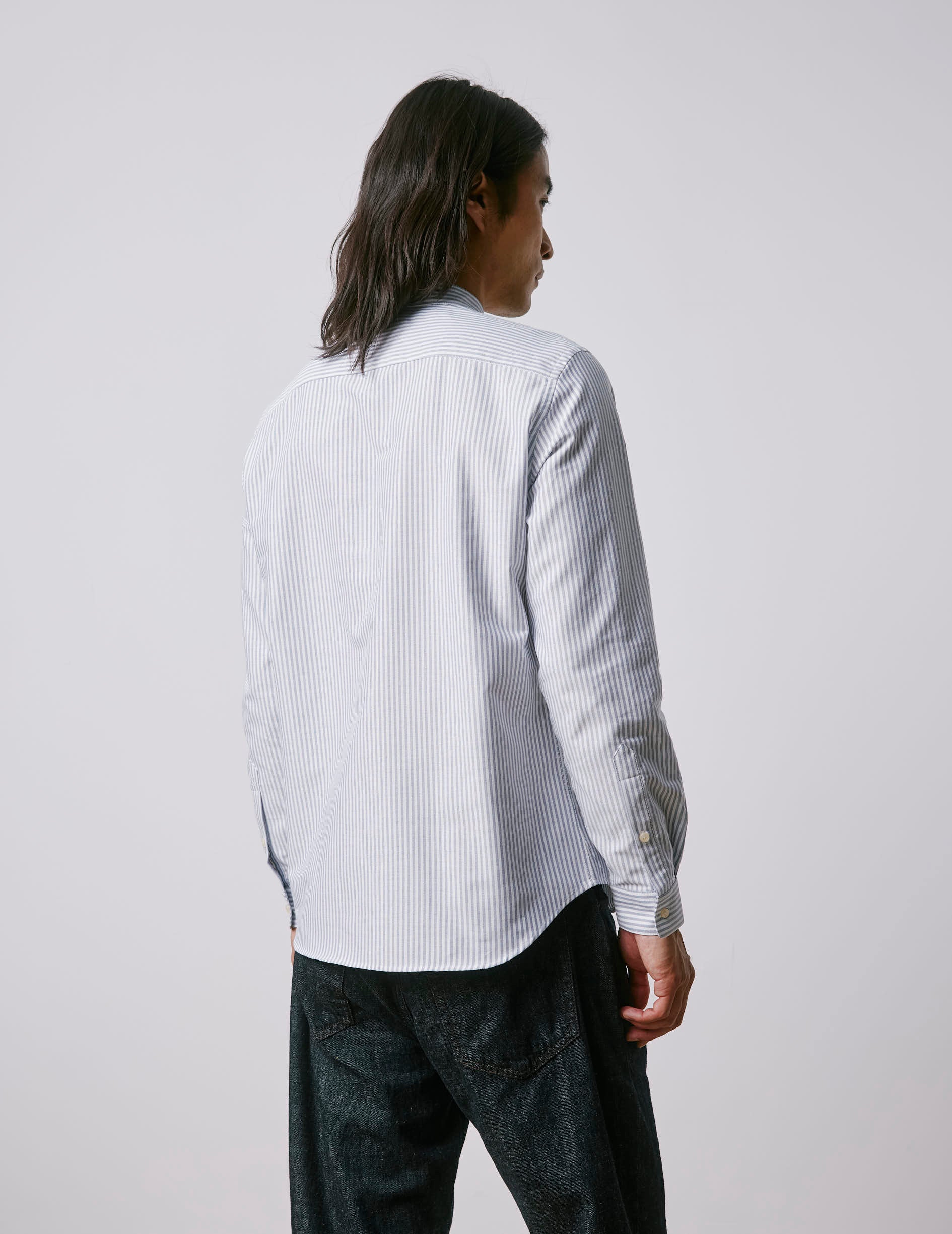 Herwin navy striped shirt - Oxford - Officer Collar