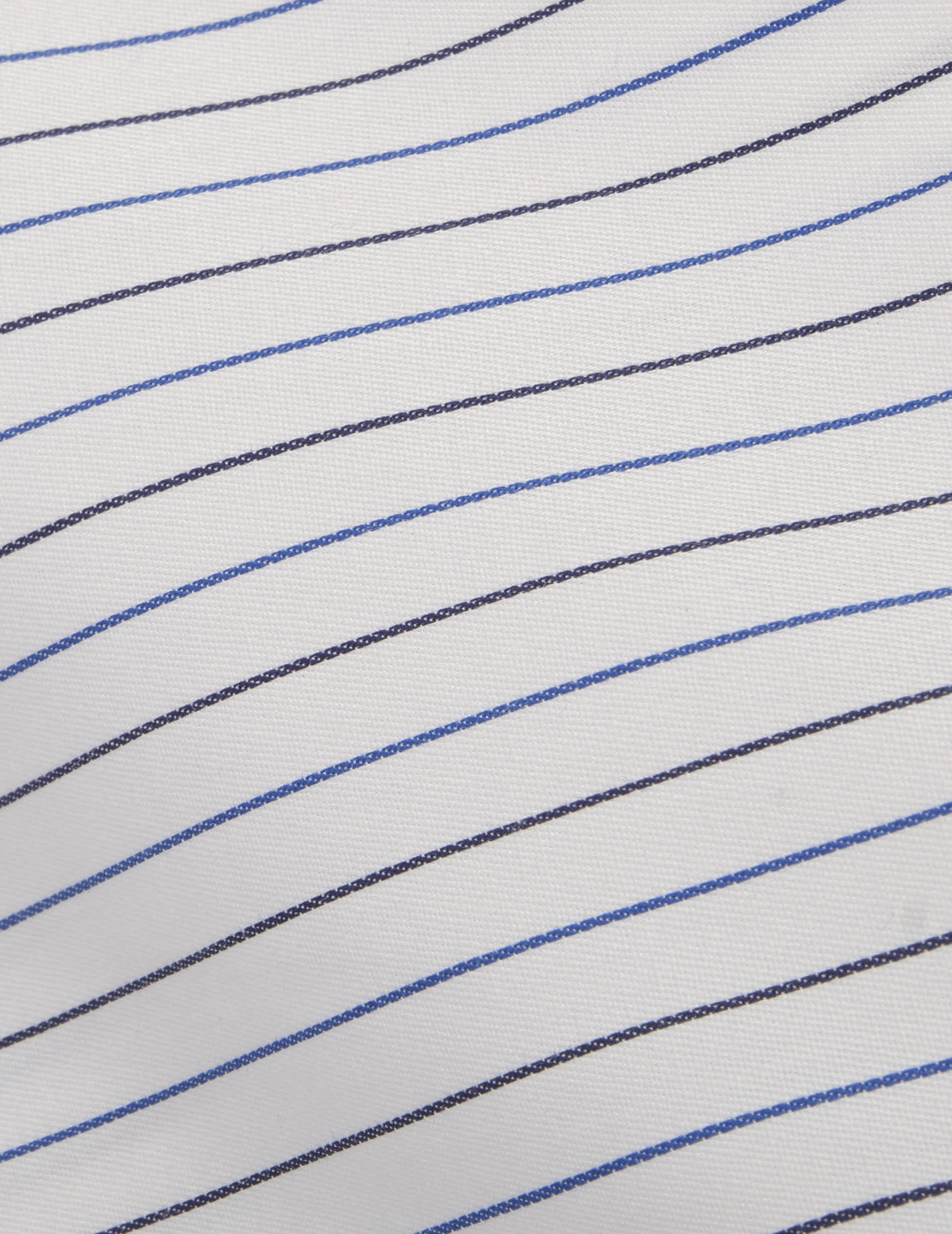 Chemise semi-ajustée rayée bleu marine - Twill - Col Italien - Poignets Mousquetaires