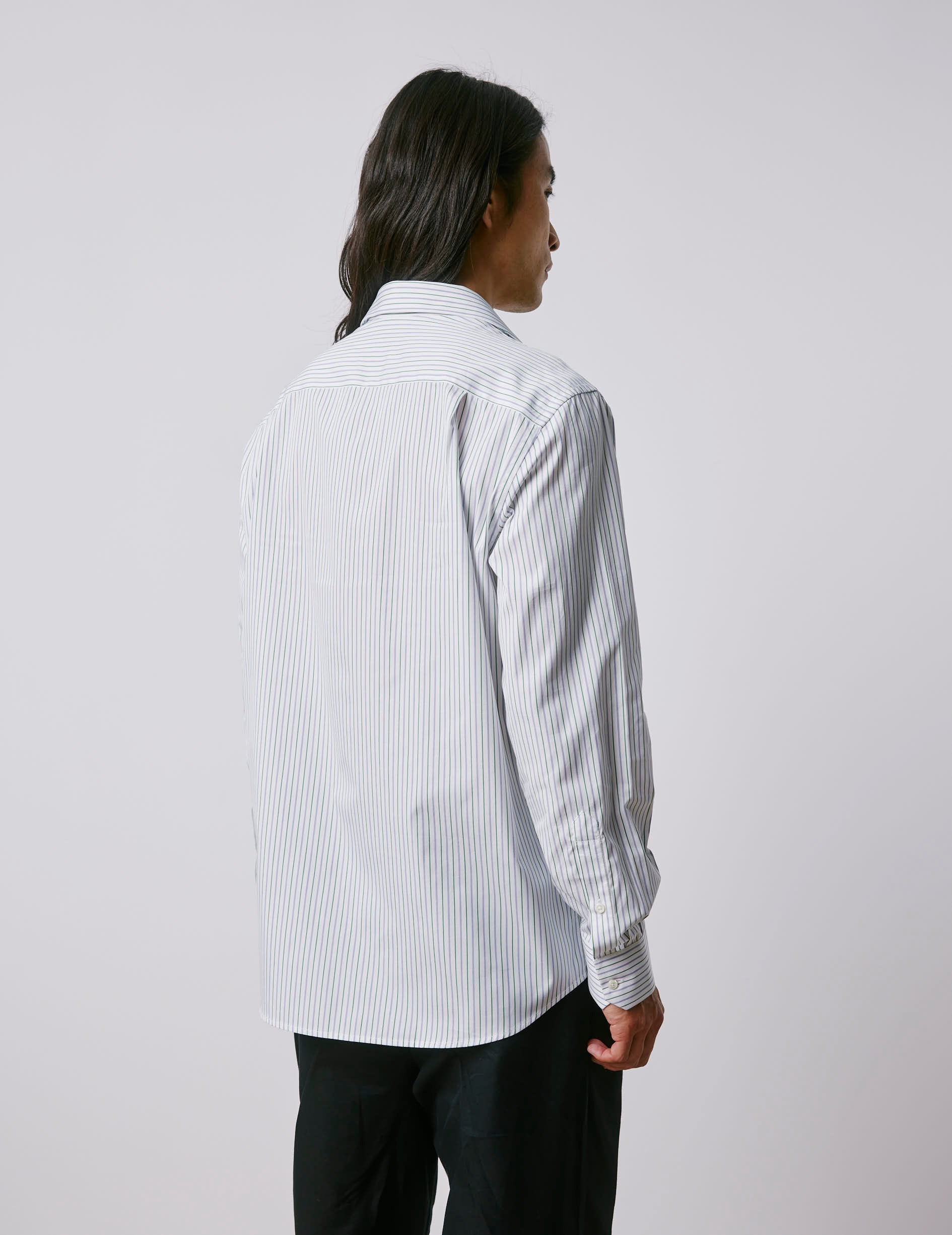 Chemise classique rayée - Popeline - Col Italien