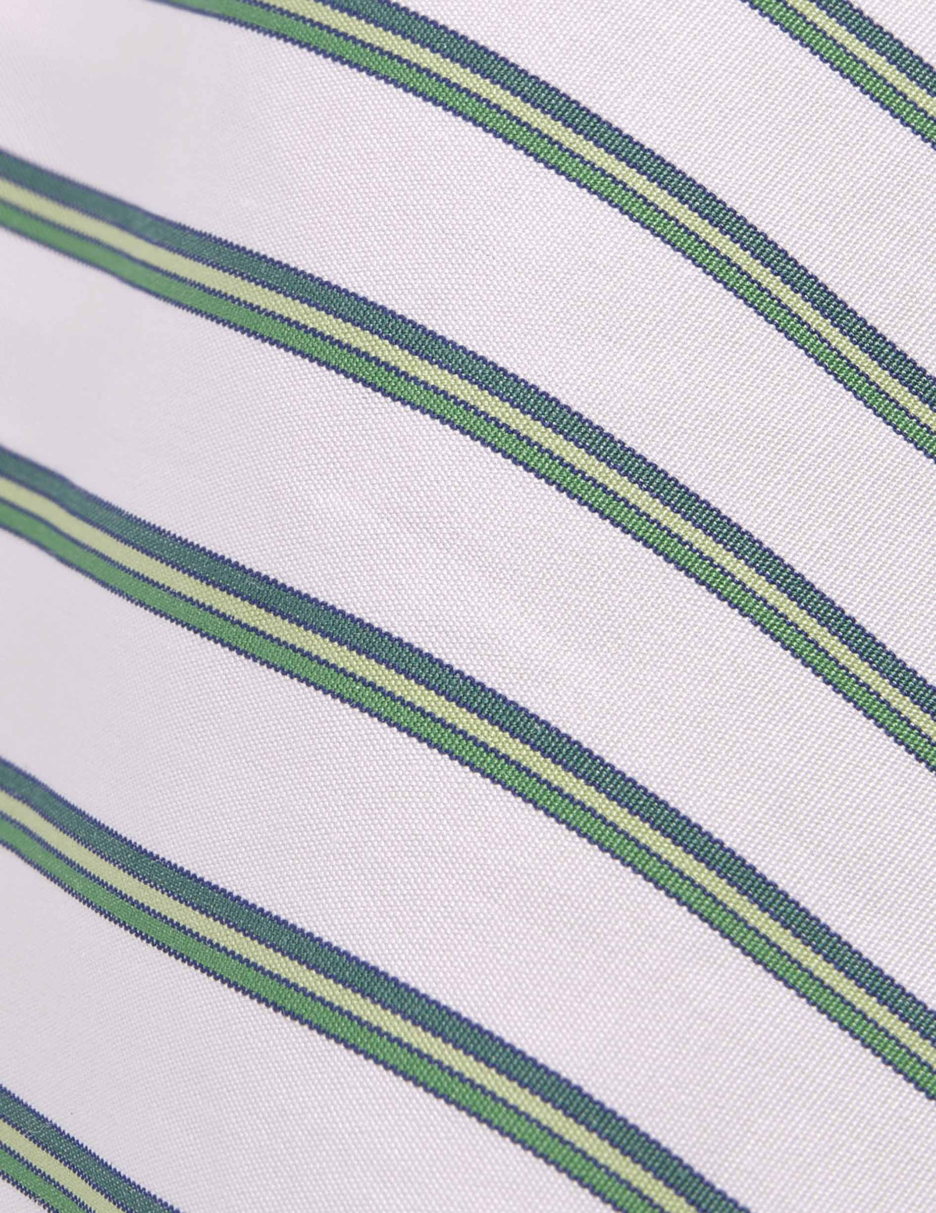 Semi-fitted green striped shirt - Poplin - Italian Collar
