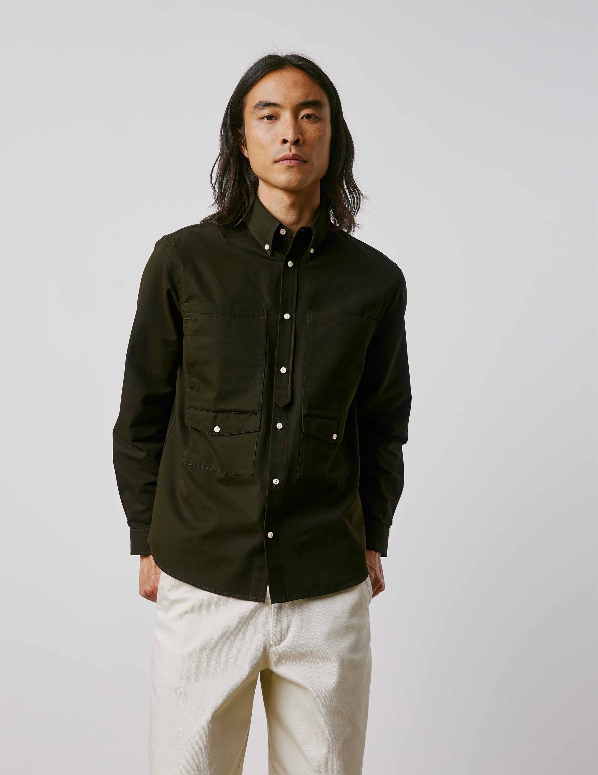 Mathéo khaki shirt - Twill - Prodigious buttoned Collar