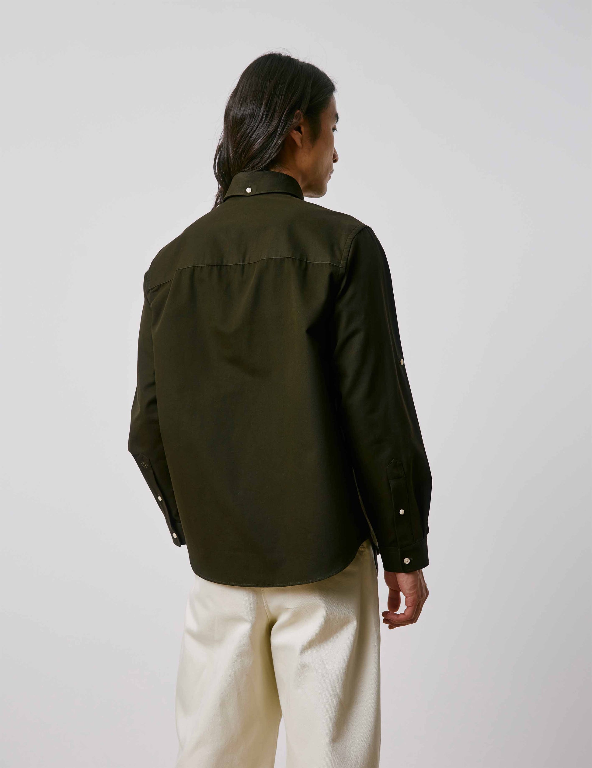 Mathéo khaki shirt - Twill - Prodigious buttoned Collar