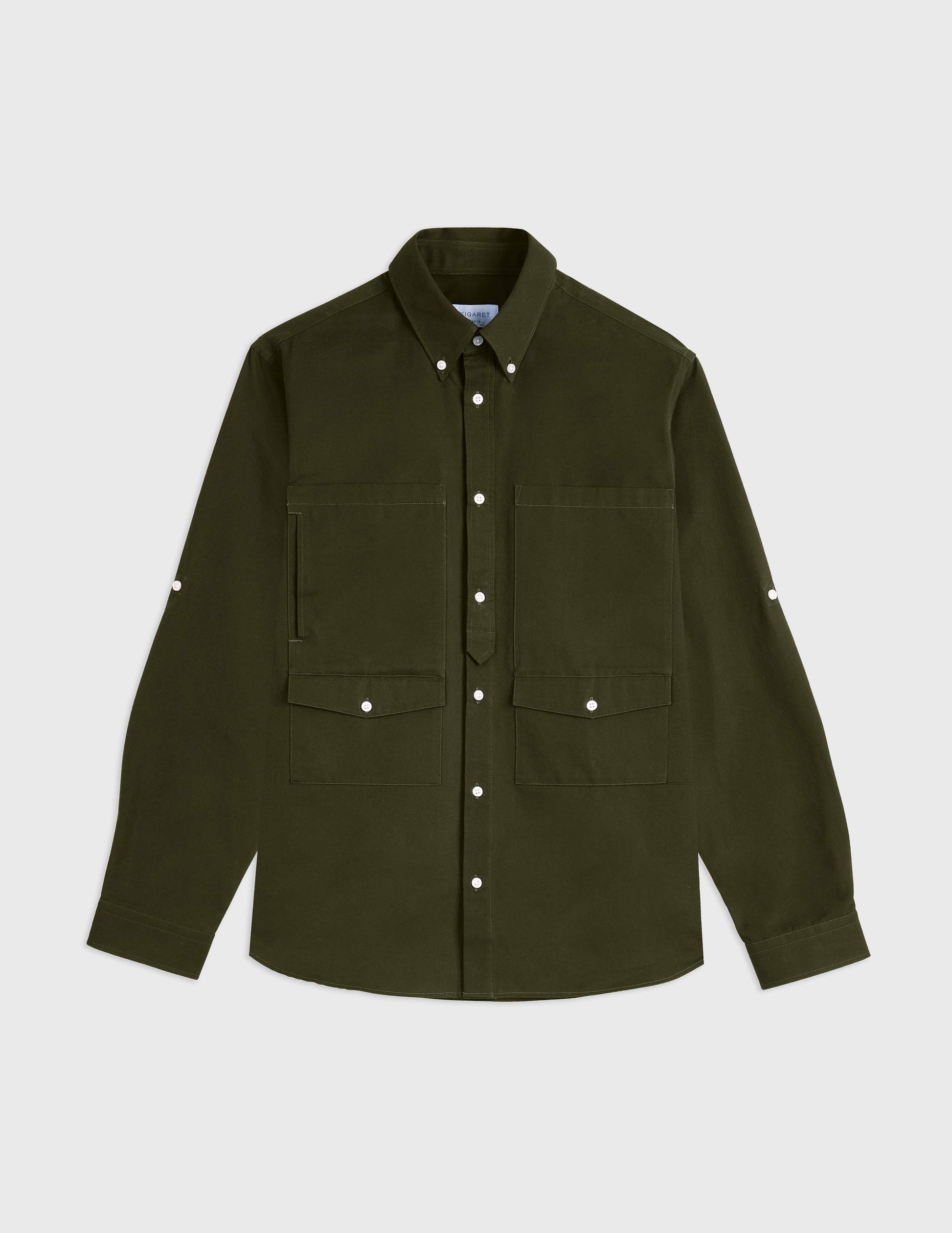 Mathéo khaki shirt - Twill - Prodigious buttoned Collar