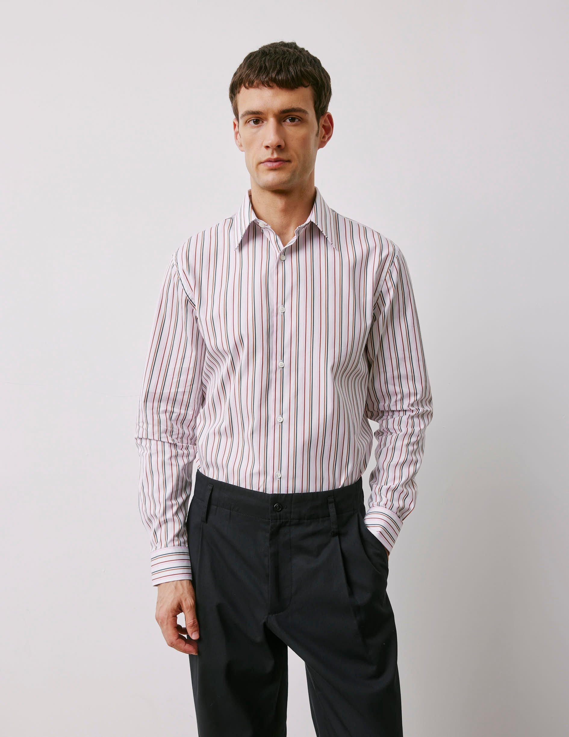 Semi-fitted pink striped shirt - Poplin - Prodigious Collar